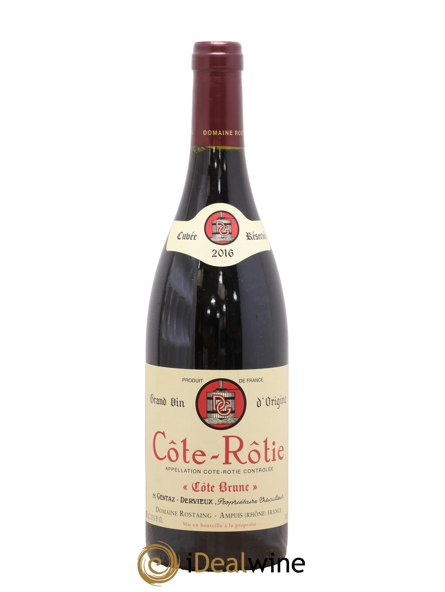 Côte-Rôtie Côte Brune Cuvée Réservée René Rostaing étiquette Gentaz-Dervieux 2016 - Lot de 1 bouteille - 0