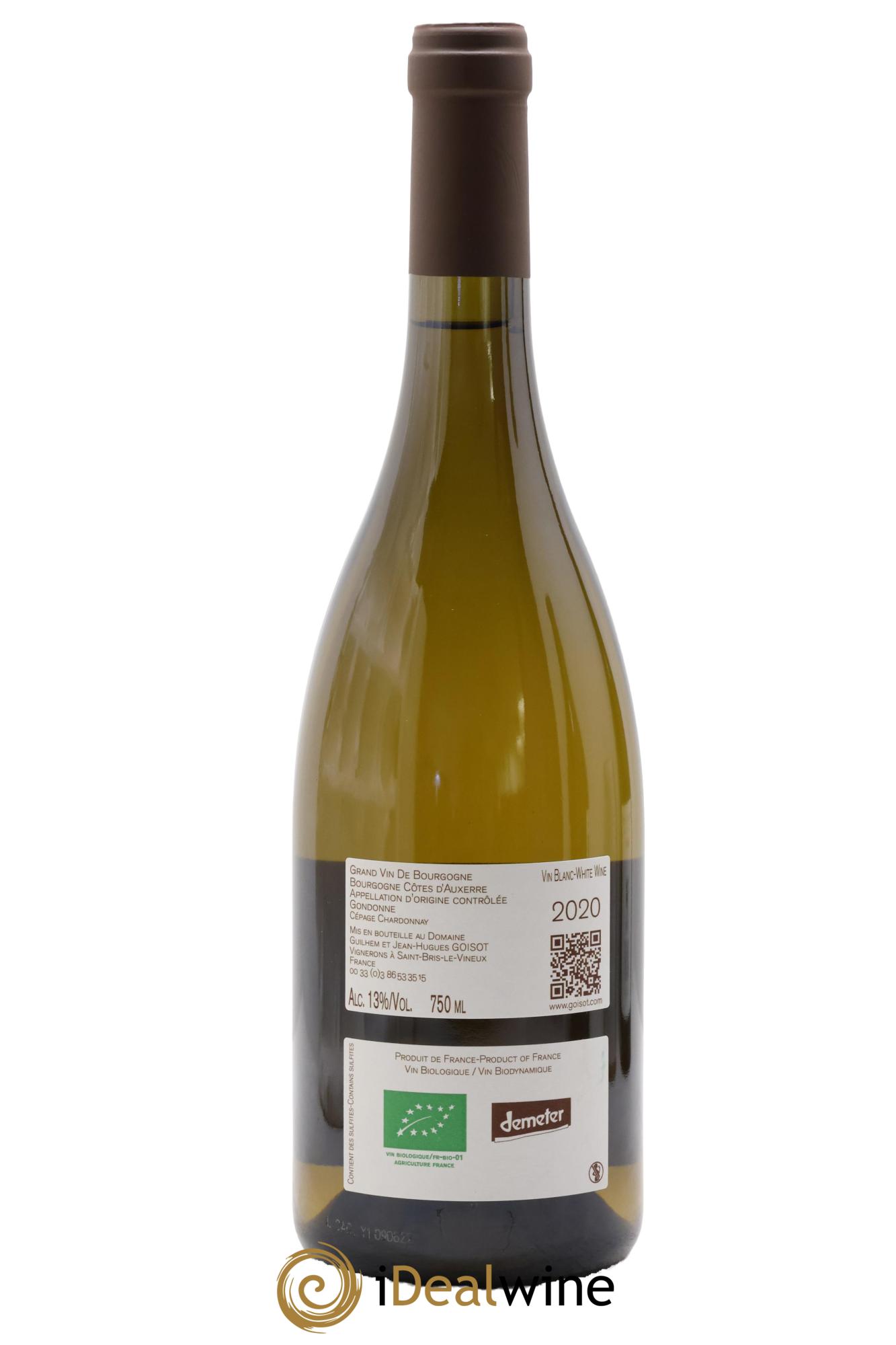 Bourgogne Côtes d'Auxerre Gondonne Goisot 2020 - Lot of 1 bottle - 1