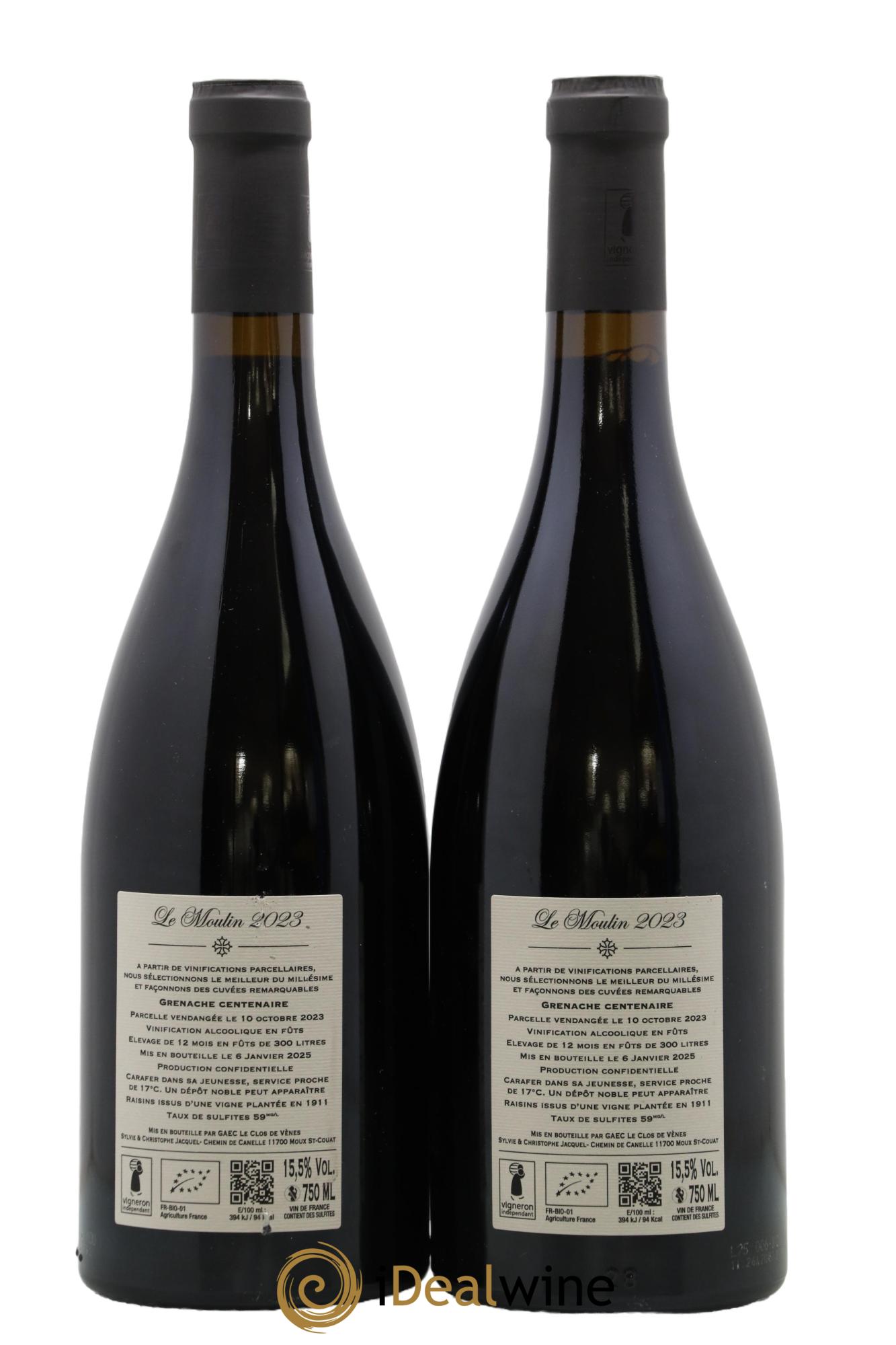 Vin de France Le Moulin Domaine Clos de Vènes 2023 - Lot de 2 bouteilles - 1