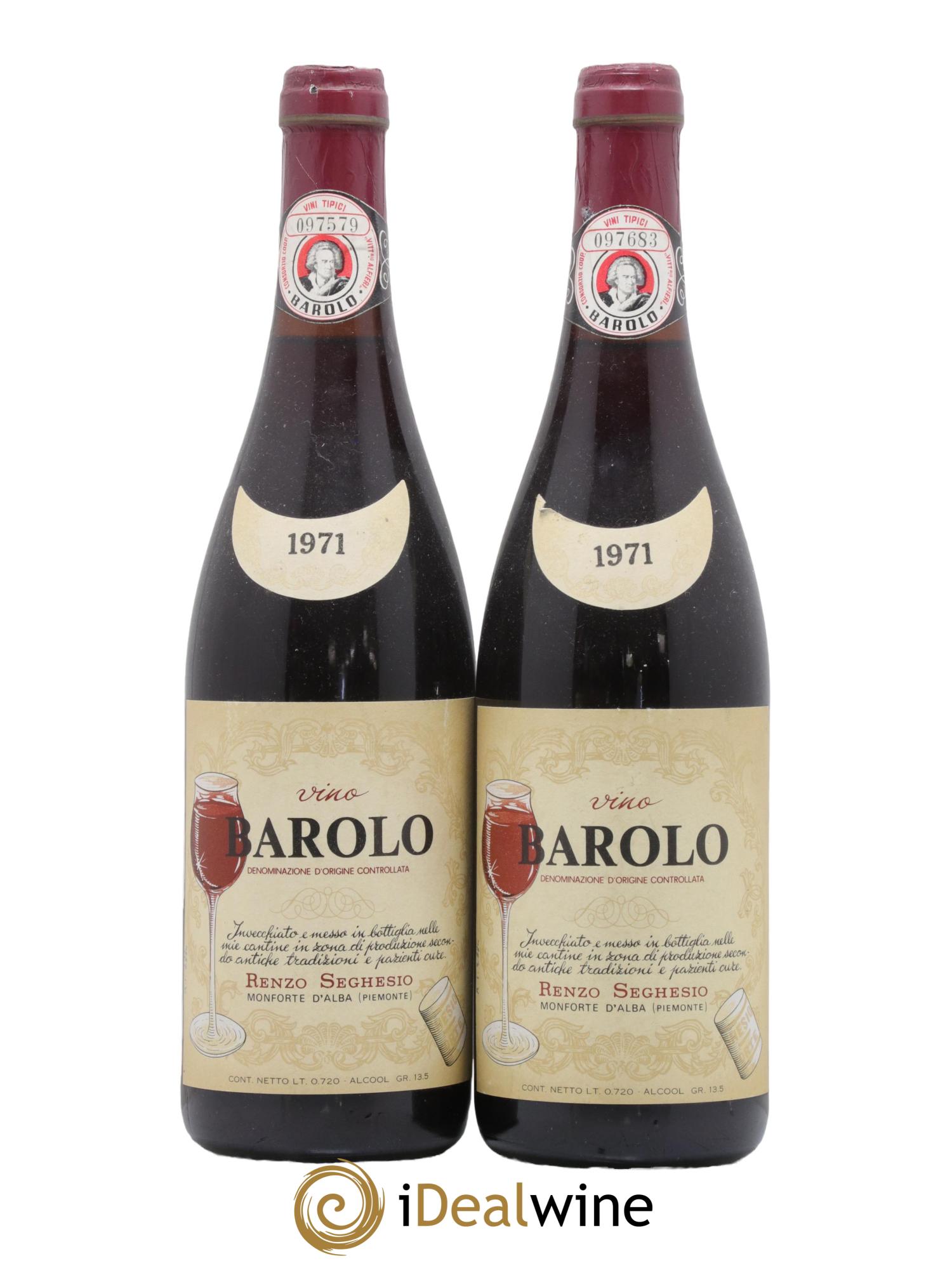 Barolo Renzo Seghesio 1971 - Lot de 2 bouteilles - 0