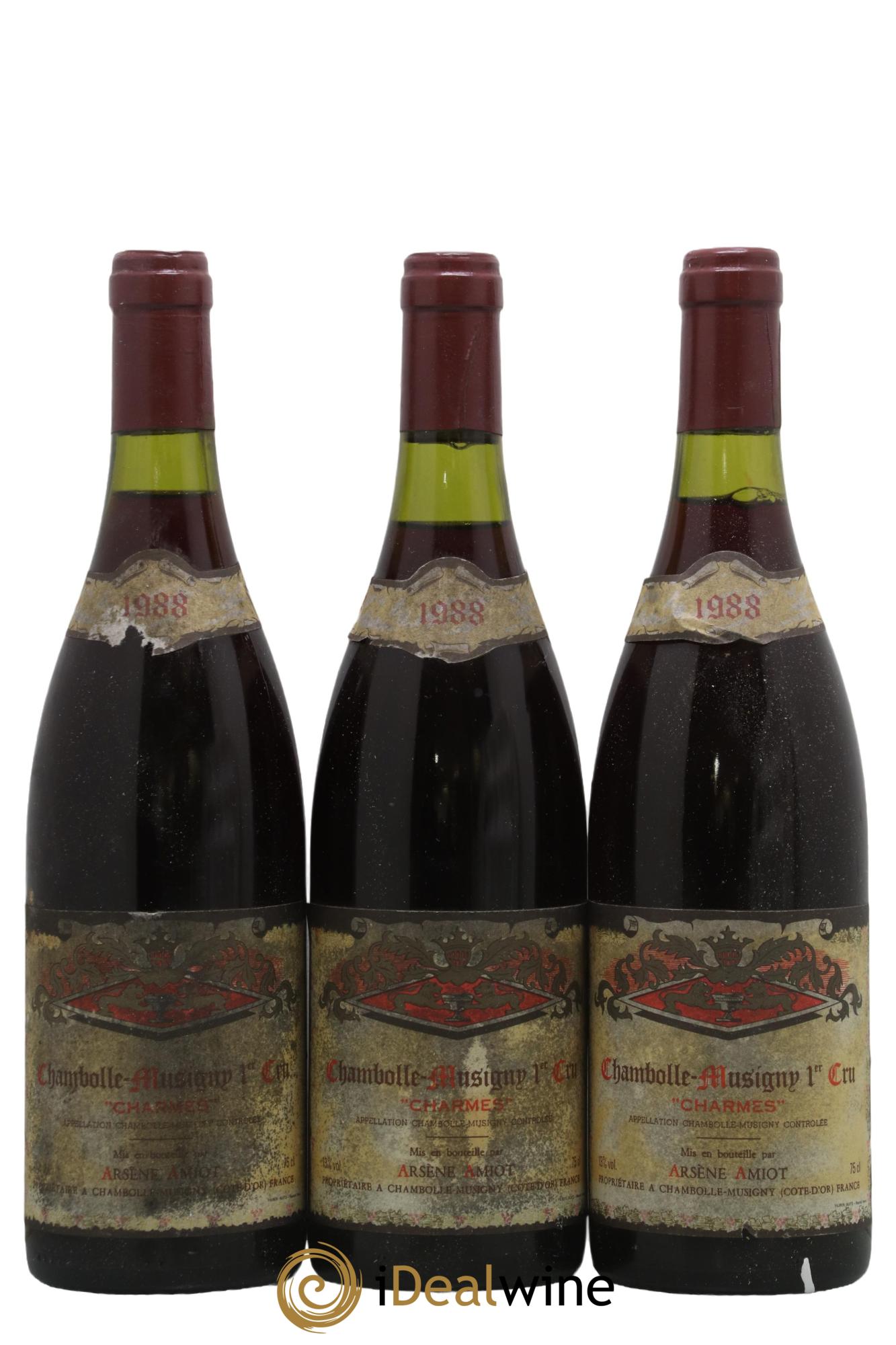 Chambolle-Musigny 1er Cru Charmes Arsene Amiot 1988 - Lot de 3 bouteilles - 0