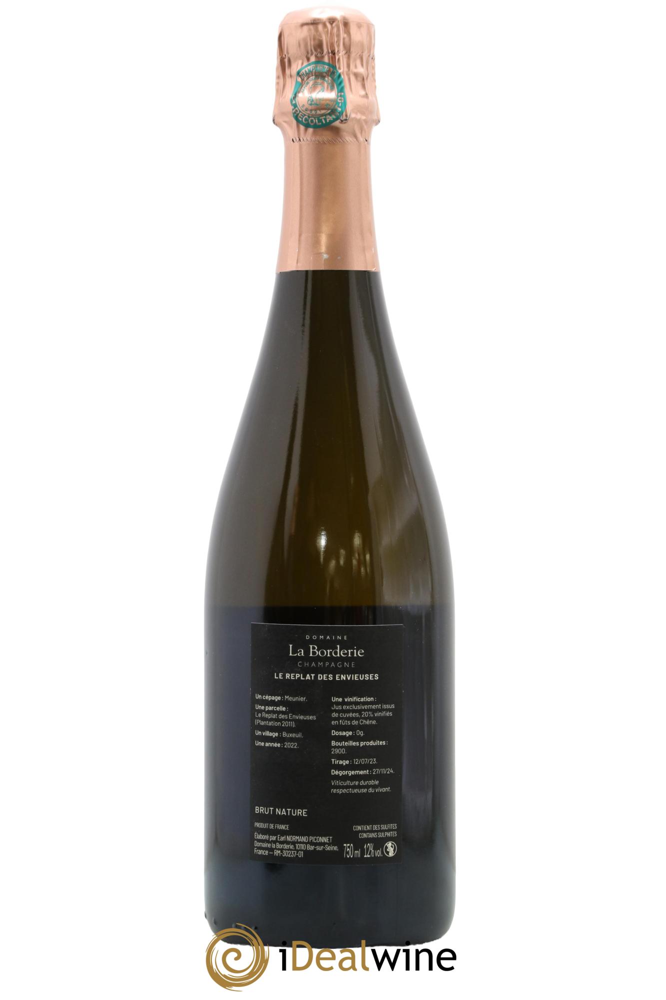 Champagne Brut Nature Le Repas des Envieuses La Borderie 2022 - Lot de 1 bouteille - 1