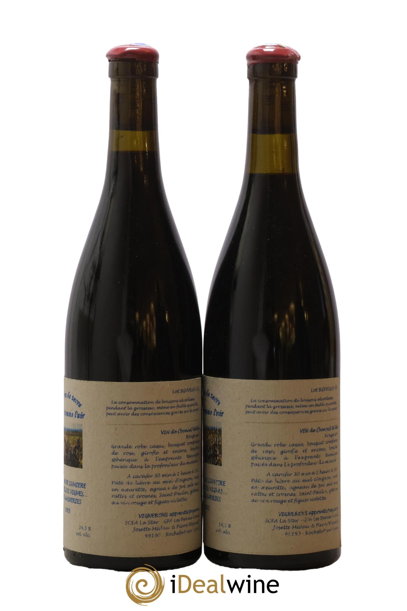 Vin de France Un vin de Terre Libre comme l'Air Le Sang de Lumière des Vieilles Vignes ... des Gasneries Josette Medau & Pierre Weyand 2005 - Posten von 2 Flaschen - 1