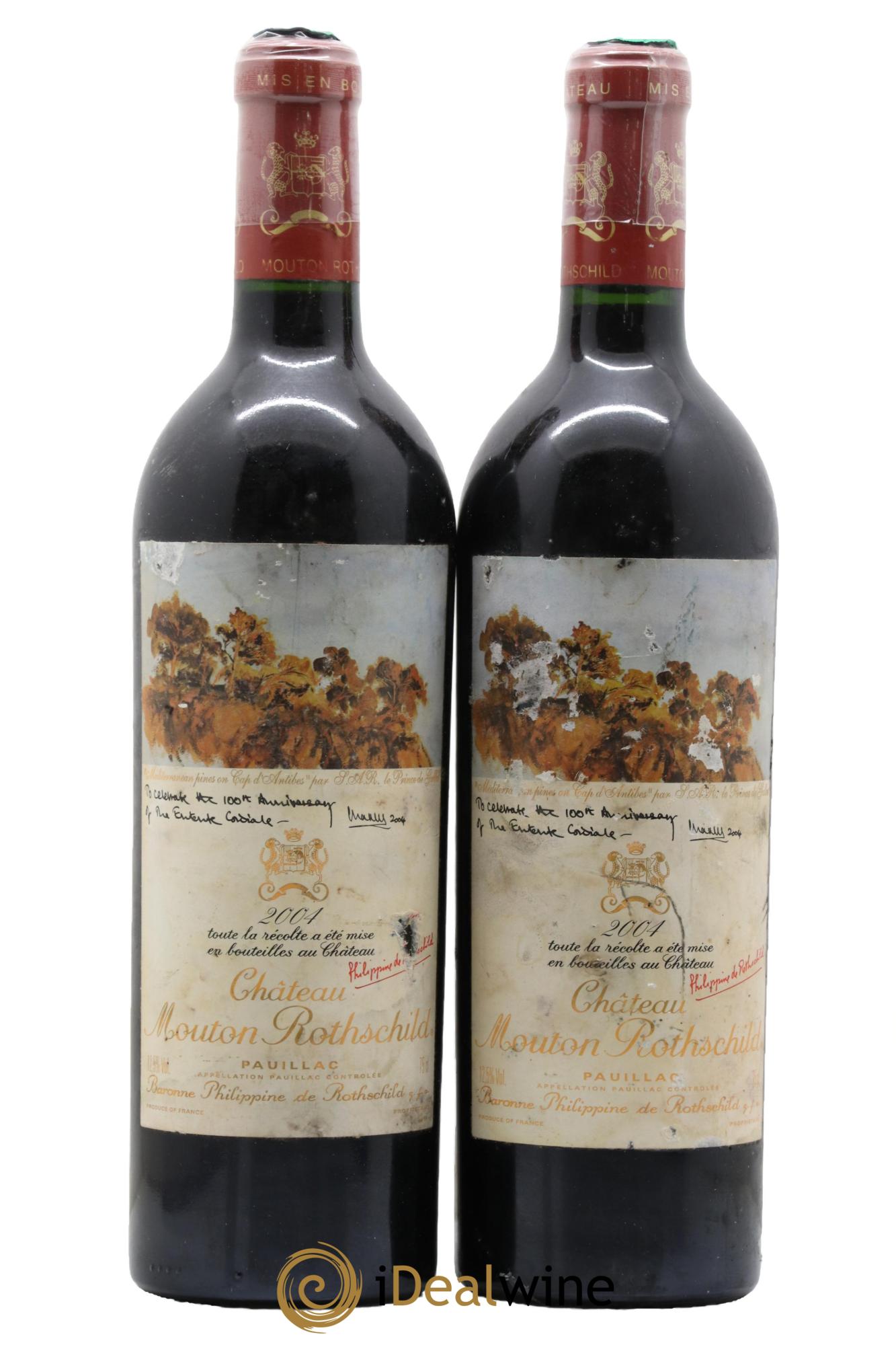 Château Mouton Rothschild 1er Grand Cru Classé 2004 - Lot de 2 bouteilles - 0
