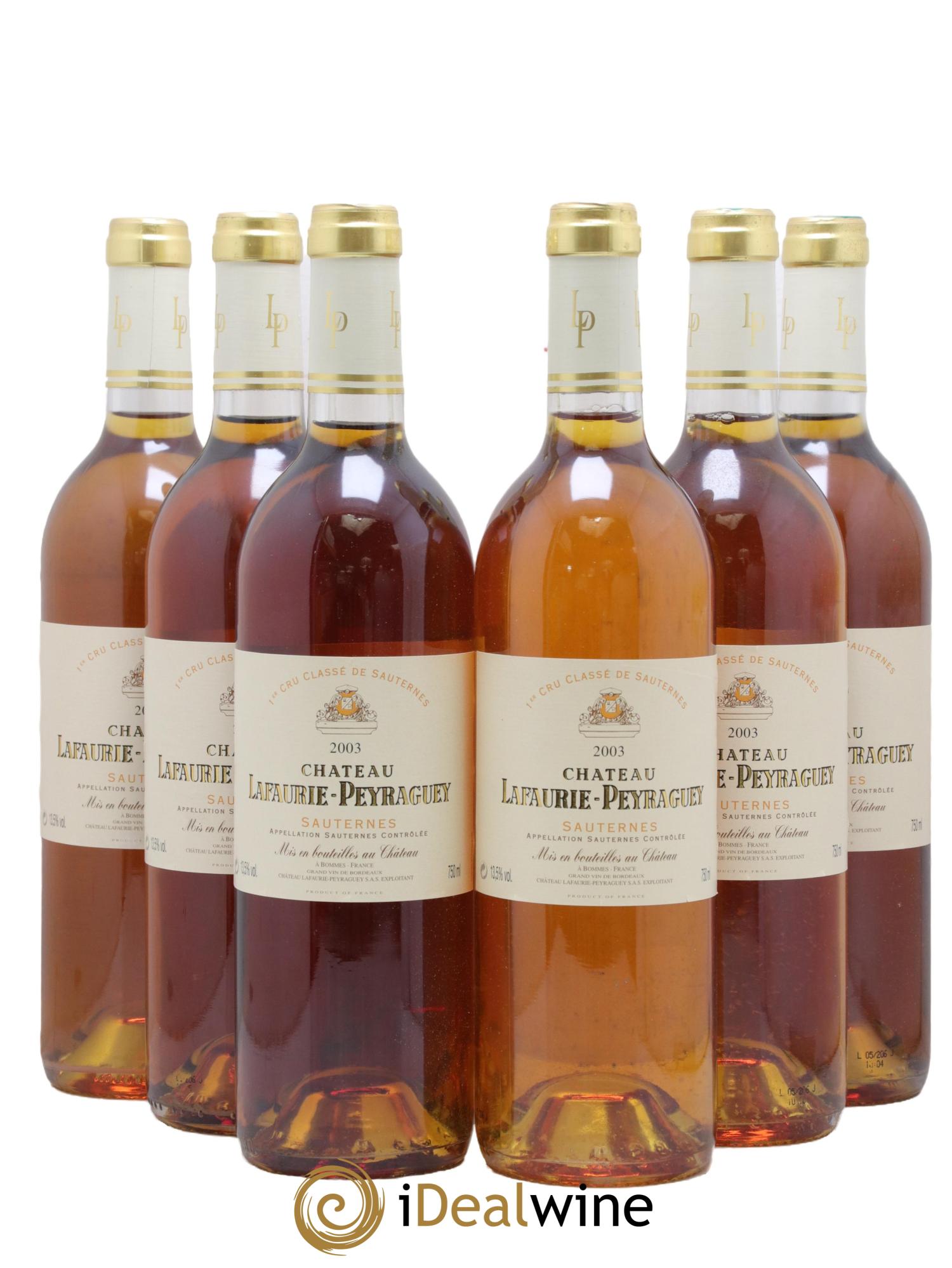Château Lafaurie-Peyraguey 1er Grand Cru Classé 2003 - Lotto di 6 bottiglie - 0