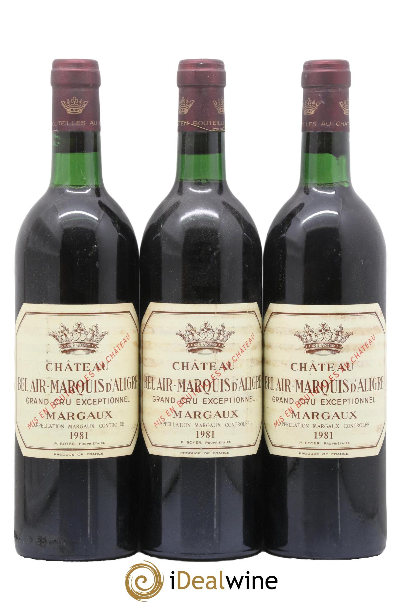 Château Bel Air Marquis d'Aligre 1981 - Lot de 3 bouteilles - 0