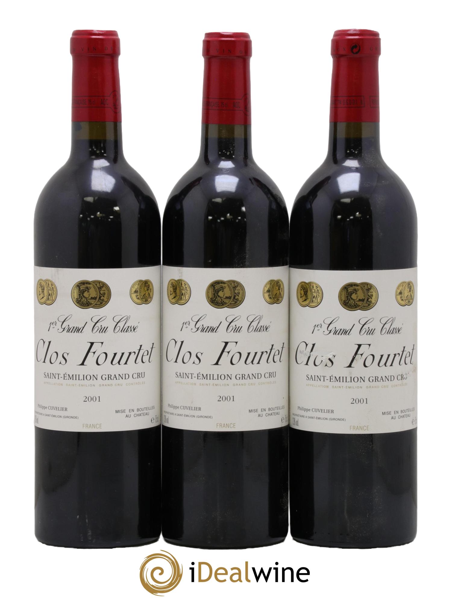Clos Fourtet 1er Grand Cru Classé B 2001 - Lot de 3 bouteilles - 0