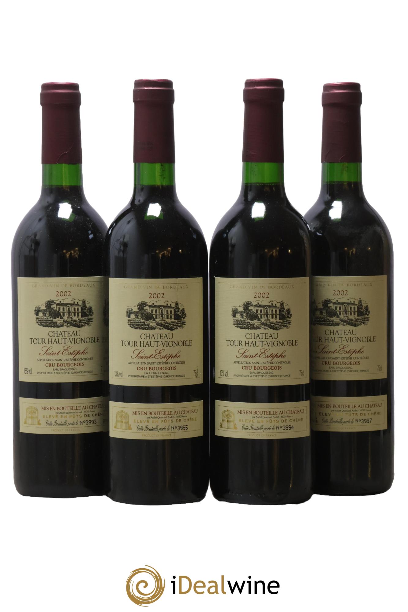 Saint-Estèphe Château Tour Haut-Vignoble 2002 - Lot de 4 bouteilles - 0