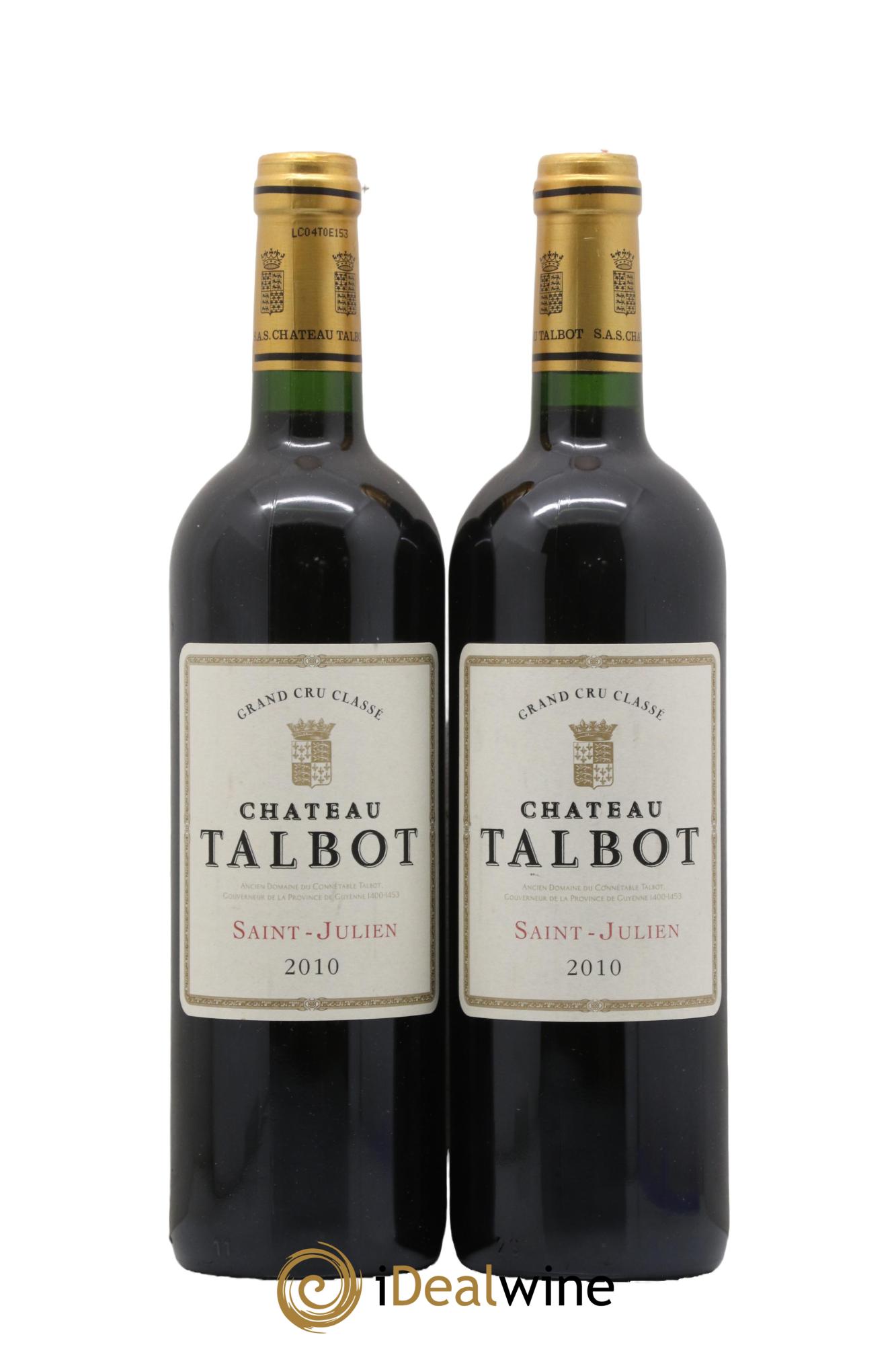 Château Talbot 4ème Grand Cru Classé 2010 - Lotto di 2 bottiglie - 0