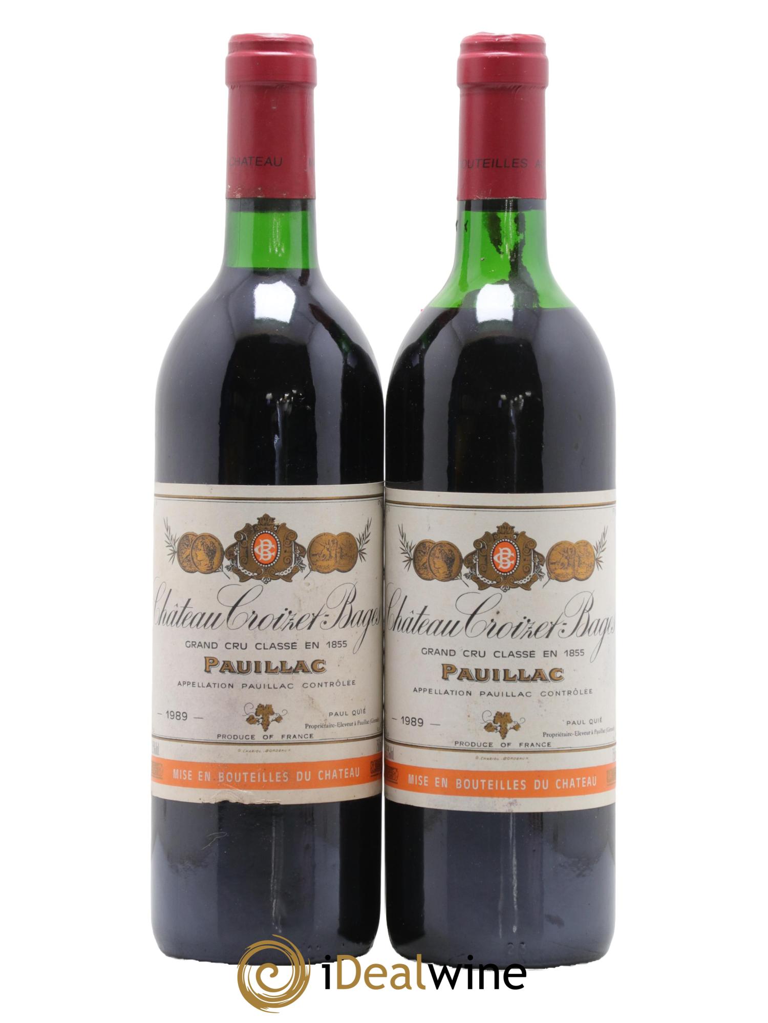 Château Croizet Bages 5ème Grand Cru Classé 1989 - Lot de 2 bouteilles - 0