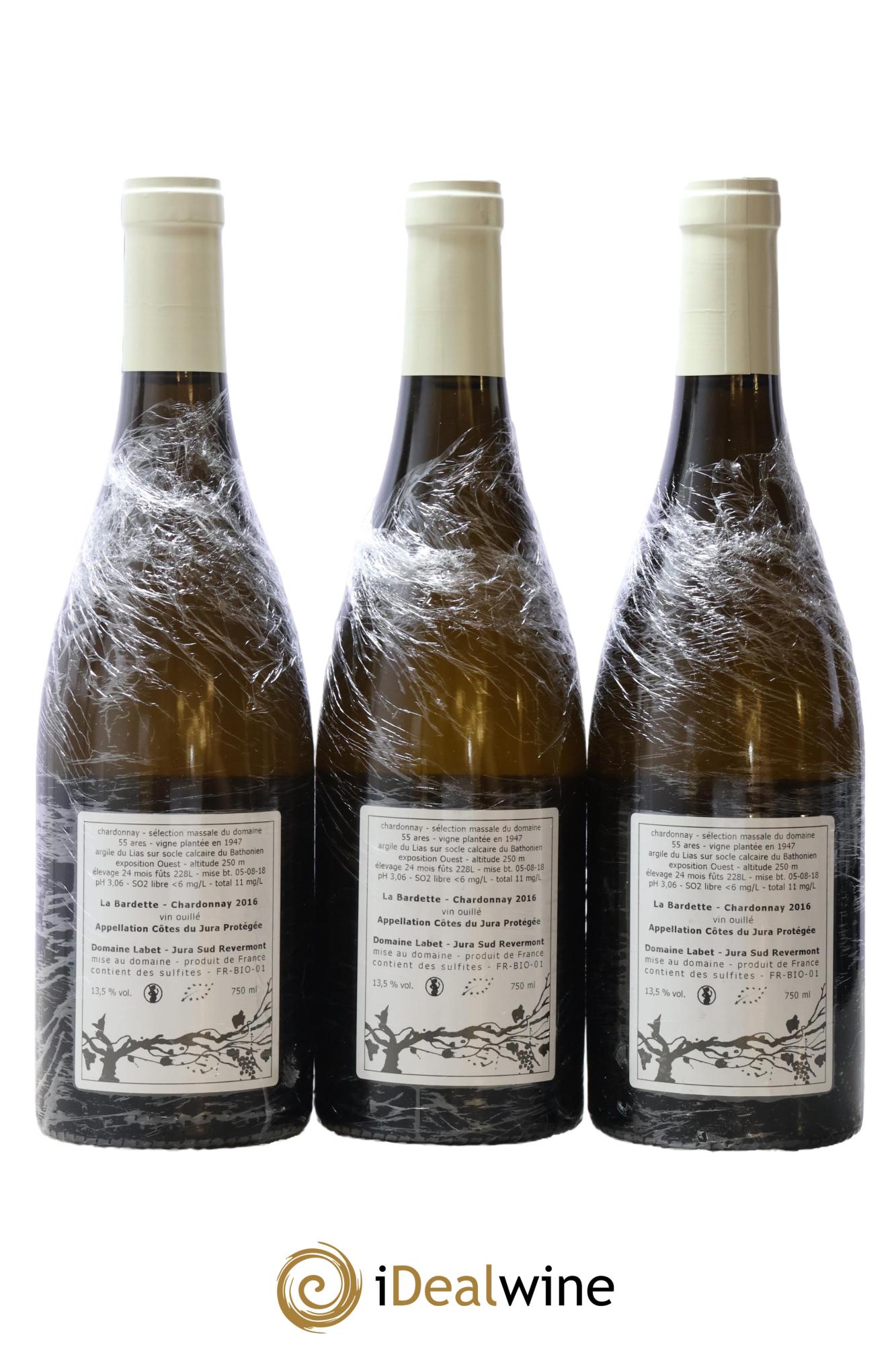 Côtes du Jura Chardonnay La Bardette Romain - Julien  - Charline Labet 2016 - Lot de 3 bouteilles - 1