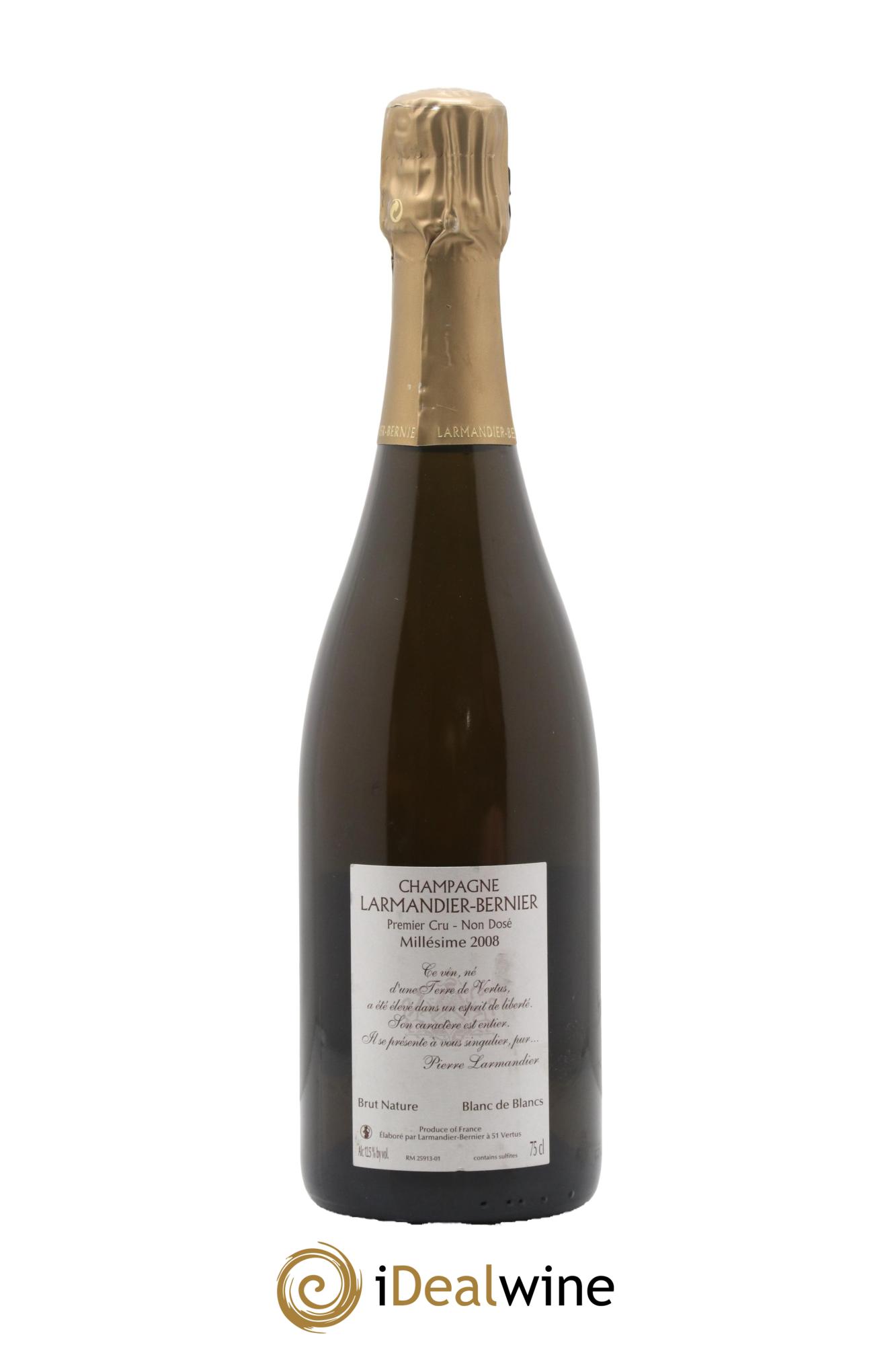 Terre de Vertus 1er Cru Non dosé Larmandier-Bernier 2008 - Lot de 1 bouteille - 1
