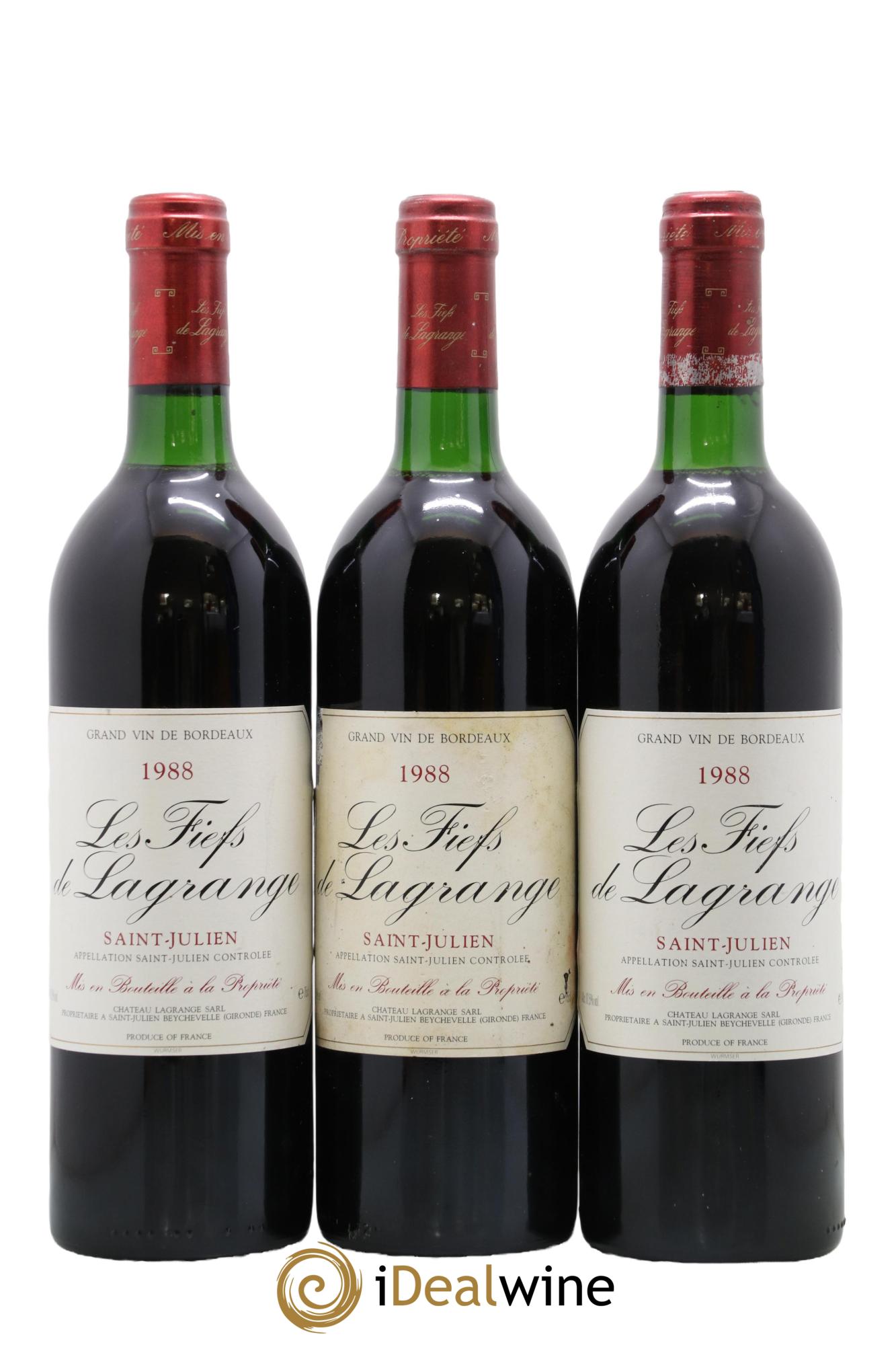 Les Fiefs de Lagrange Second Vin 1988 - Lot de 3 bouteilles - 0