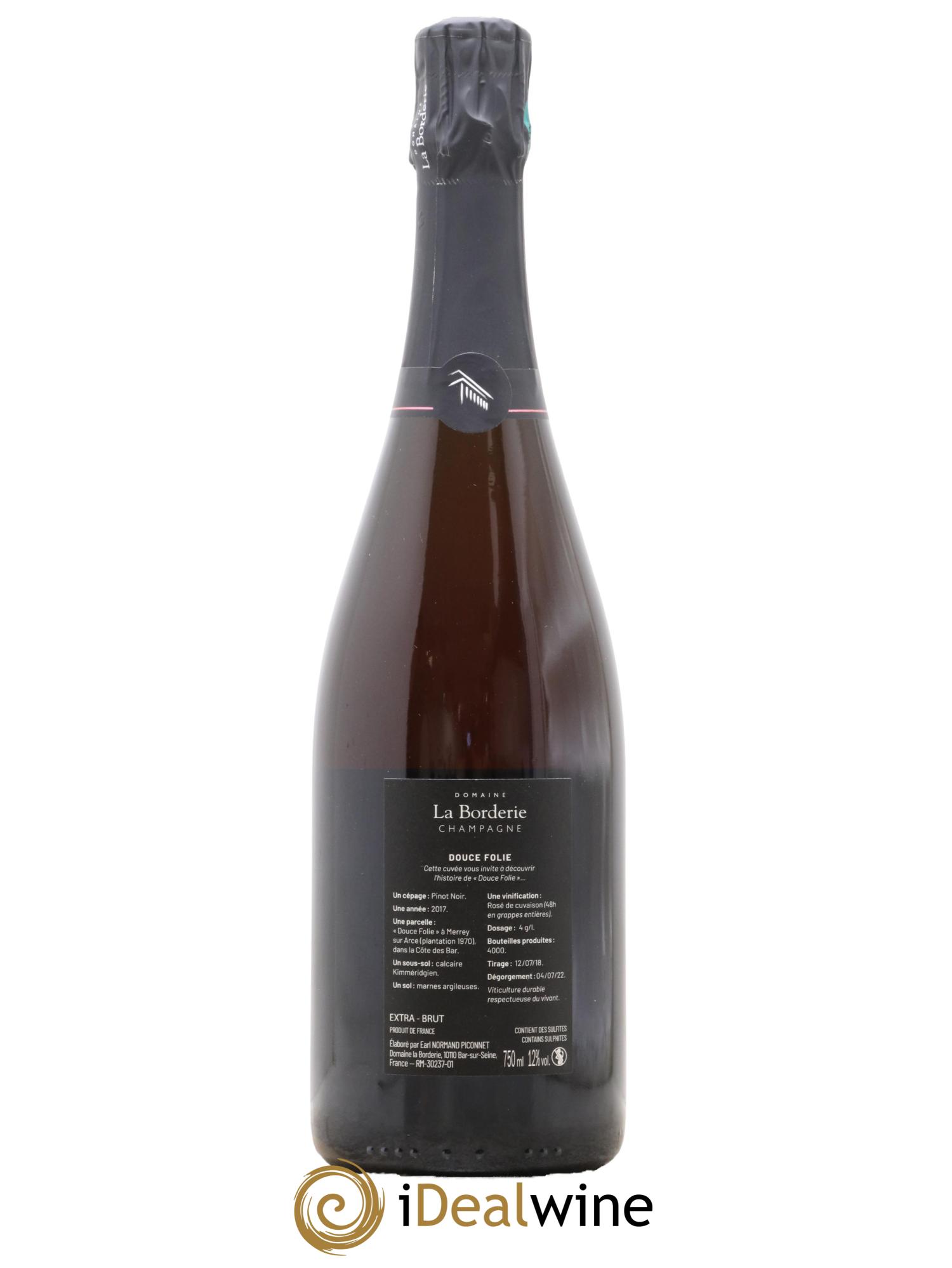 Champagne - Extra-Brut Douce Folie Domaine La Borderie 2017 - Lot de 1 bouteille - 1