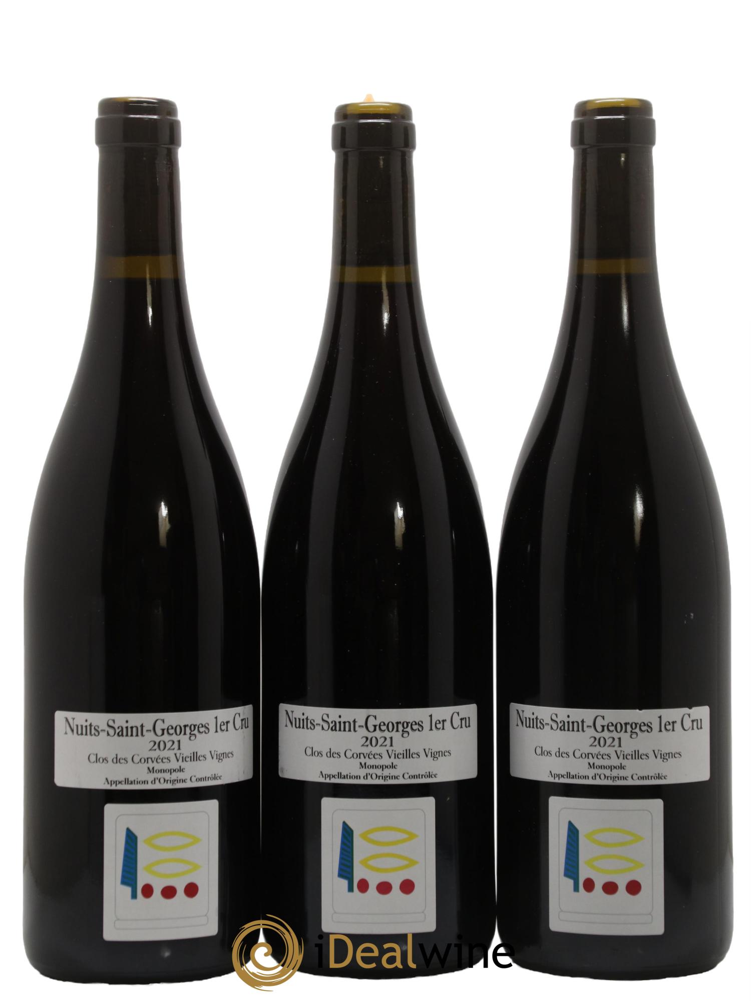 Nuits-Saint-Georges 1er Cru Le Clos des Corvées Vieilles Vignes Prieuré Roch 2021 - Lot de 3 bouteilles - 0