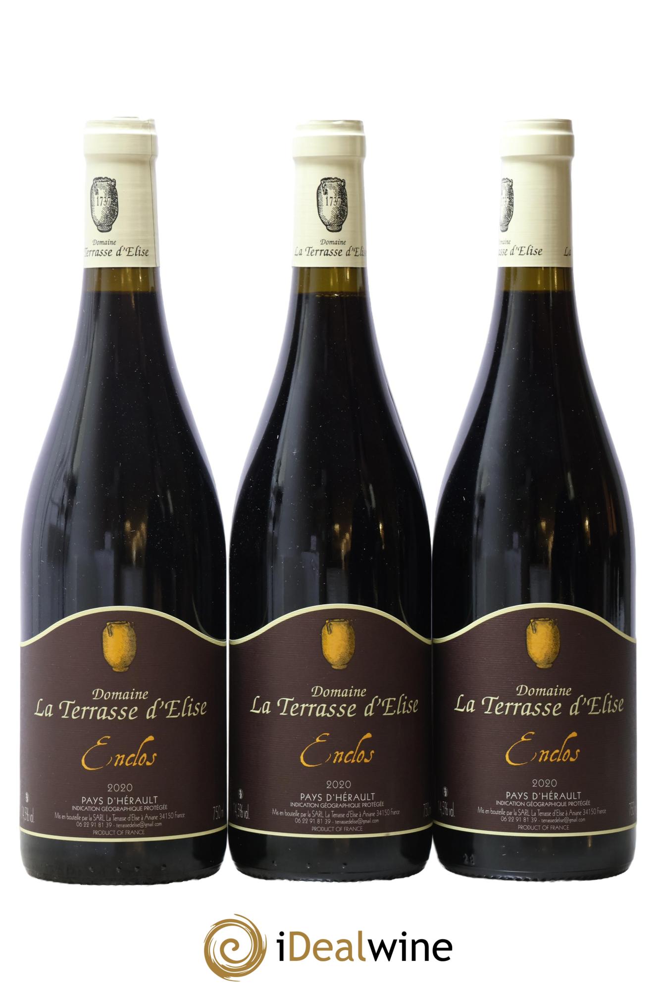 Pays d'Hérault L'Enclos Terrasse d'Elise (Domaine de la) 2020 - Lot de 3 bouteilles - 0