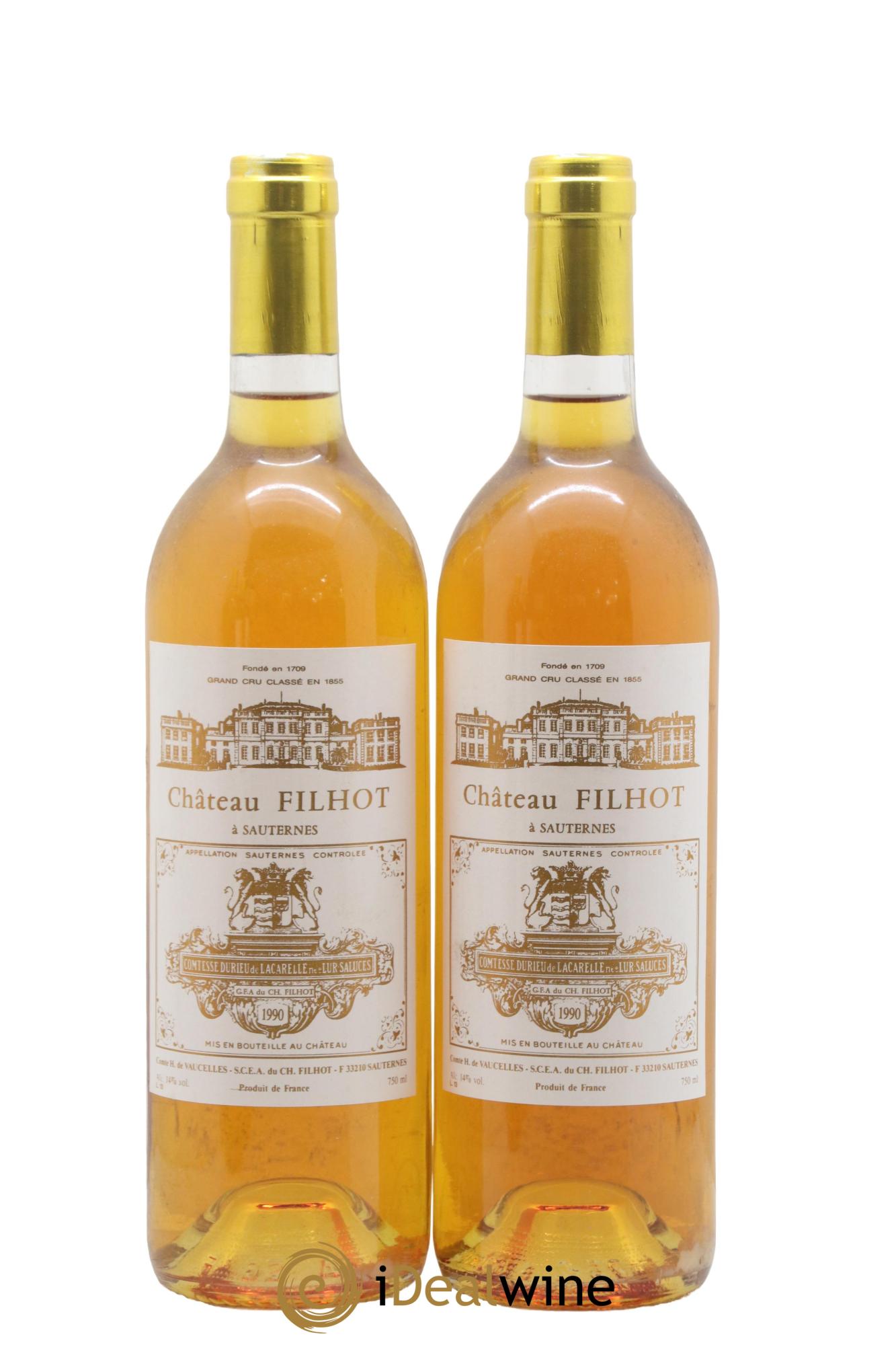 Château Filhot 2ème Grand Cru Classé 1990 - Posten von 2 Flaschen - 0