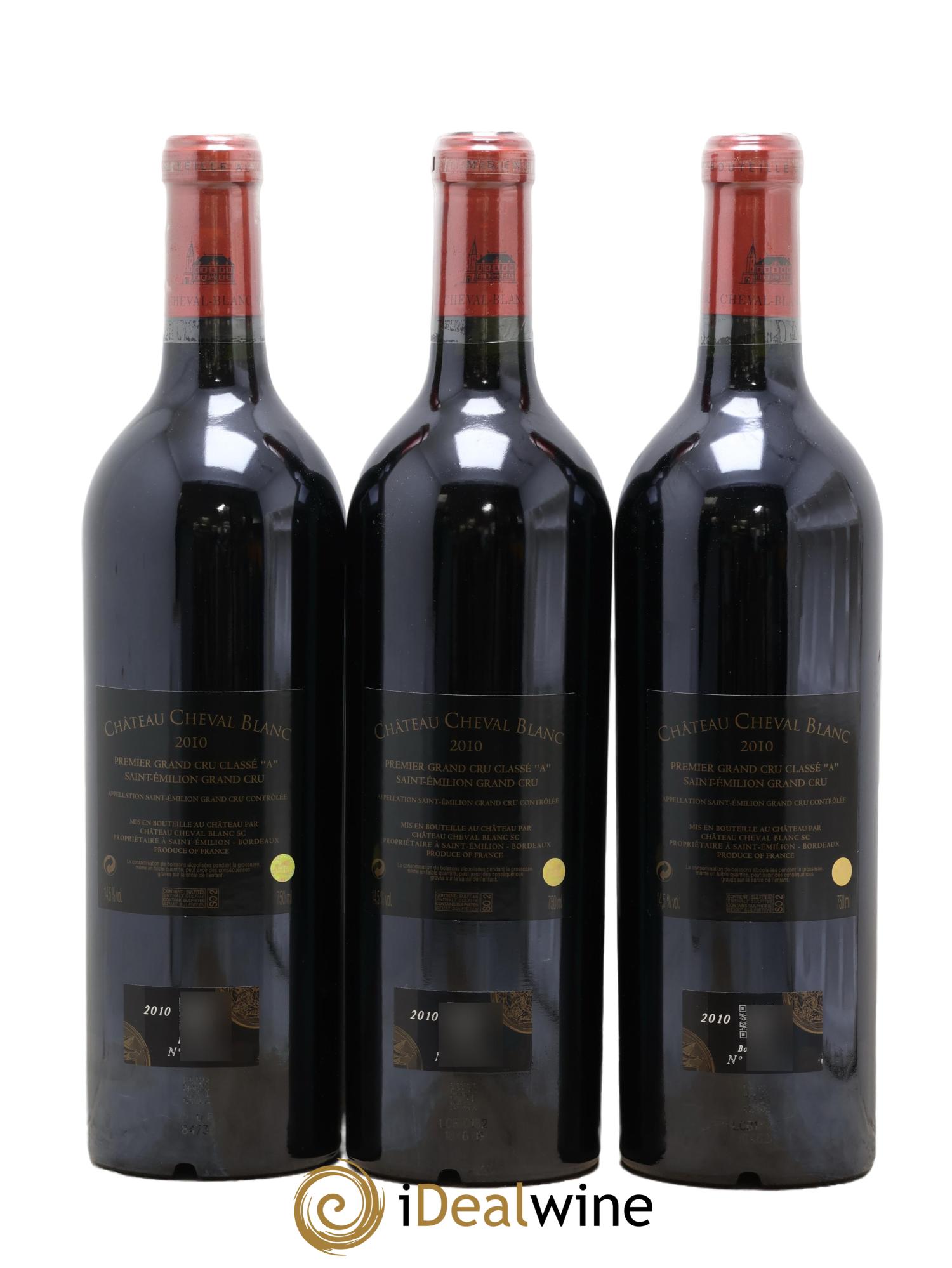 Château Cheval Blanc 1er Grand Cru Classé A 2010 - Lotto di 3 bottiglie - 1