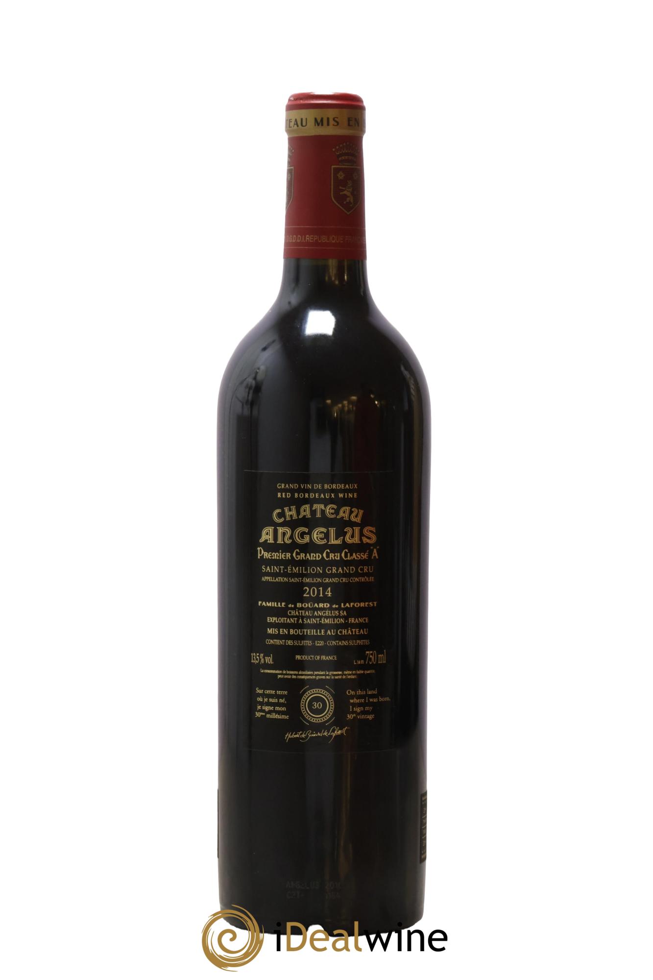 Château Angélus 1er Grand Cru Classé A 2014 - Lot de 1 bouteille - 1