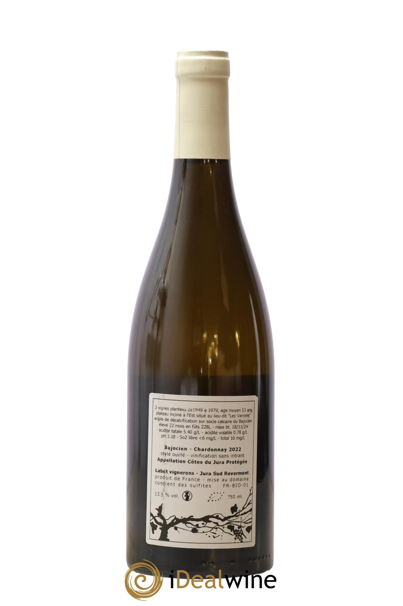 Côtes du Jura Chardonnay Bajocien Romain - Julien - Charline Labet 2022 - Lot de 1 bouteille - 1