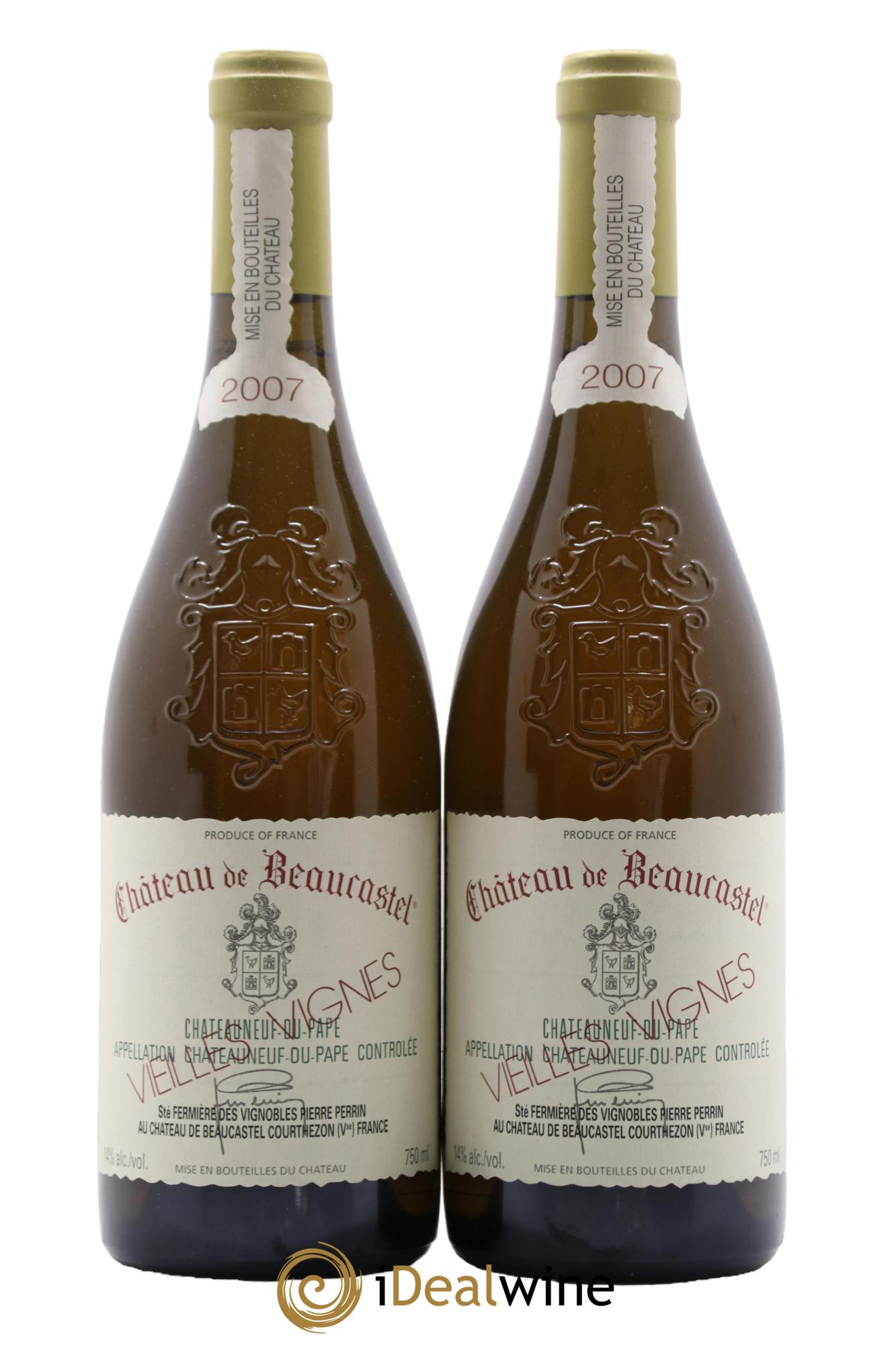 Châteauneuf-du-Pape Château de Beaucastel Vieilles vignes Roussanne Famille Perrin 2007 - Lot de 2 bouteilles - 0