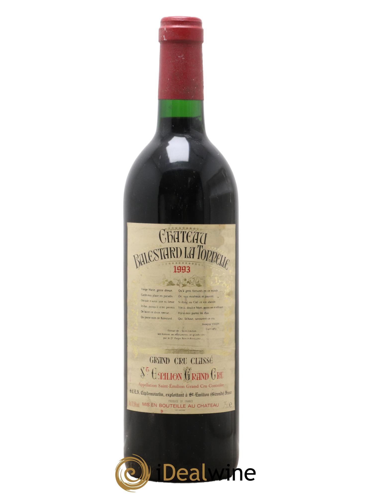 Château Balestard la Tonnelle Grand Cru Classé 1993 - Lot de 1 bouteille - 0