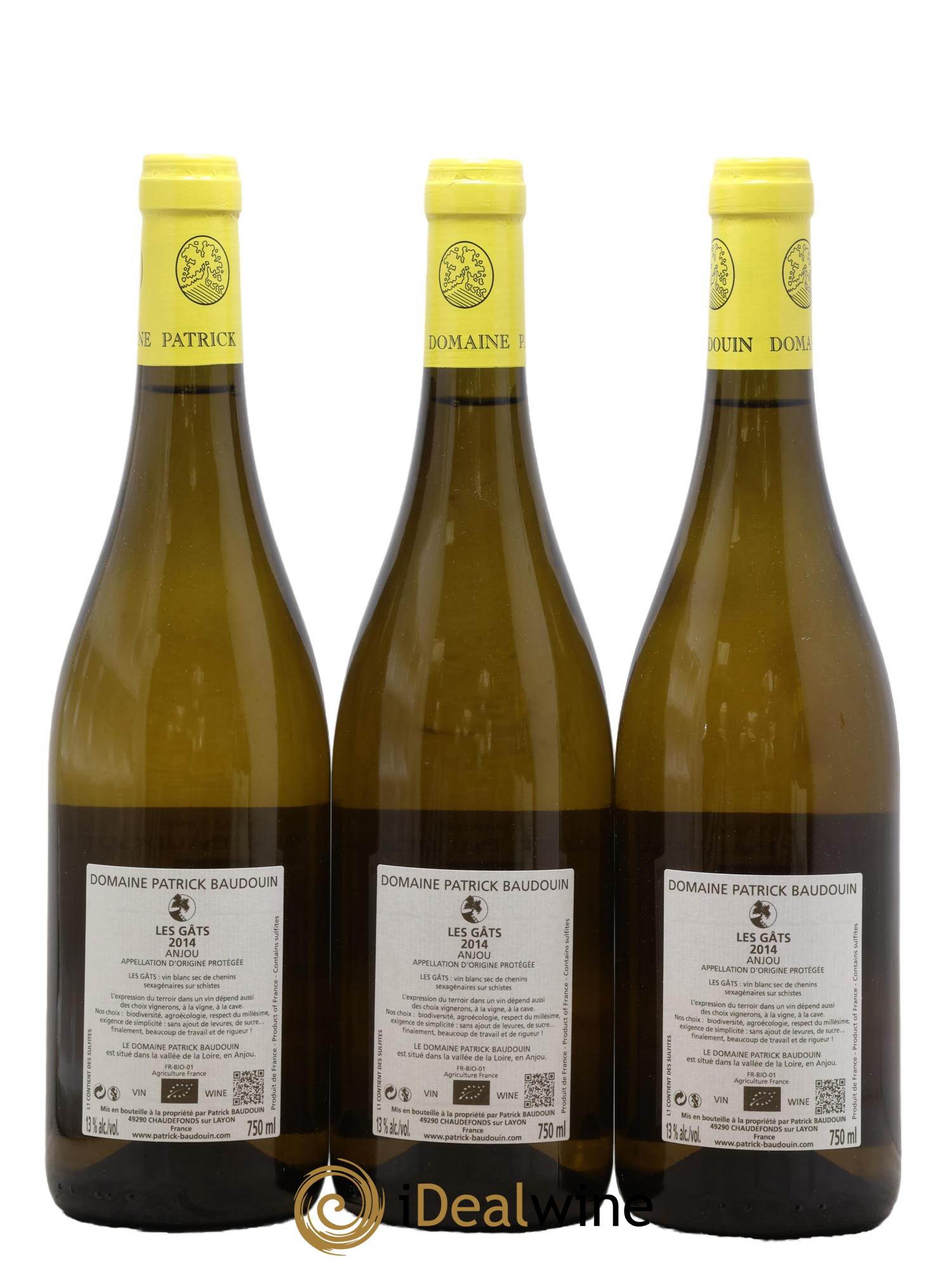Anjou Les Gats Patrick Baudouin 2014 - Lot de 3 bouteilles - 1