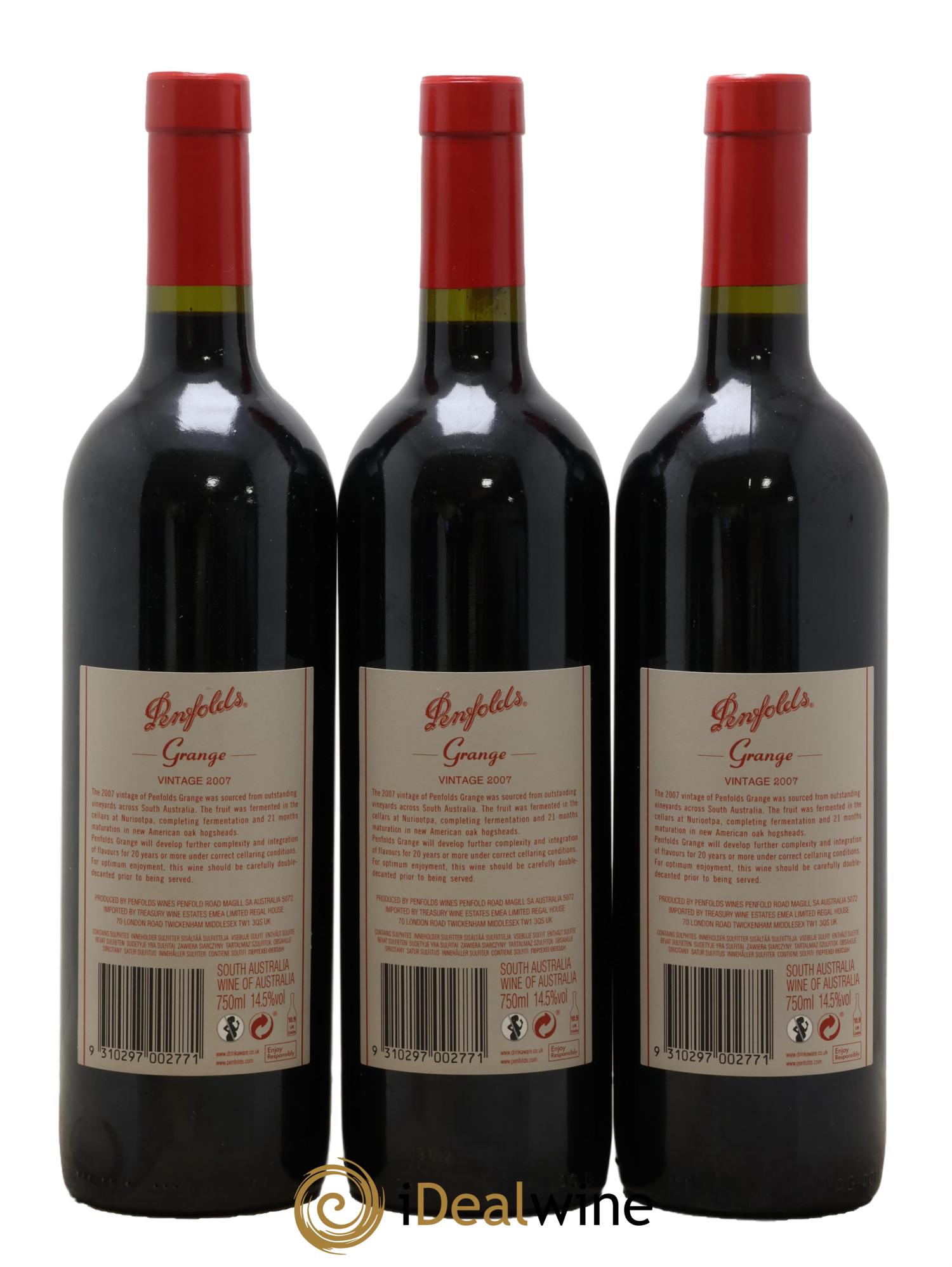 South Australia Penfolds Wines Grange 2007 - Lot of 3 bottles - 1