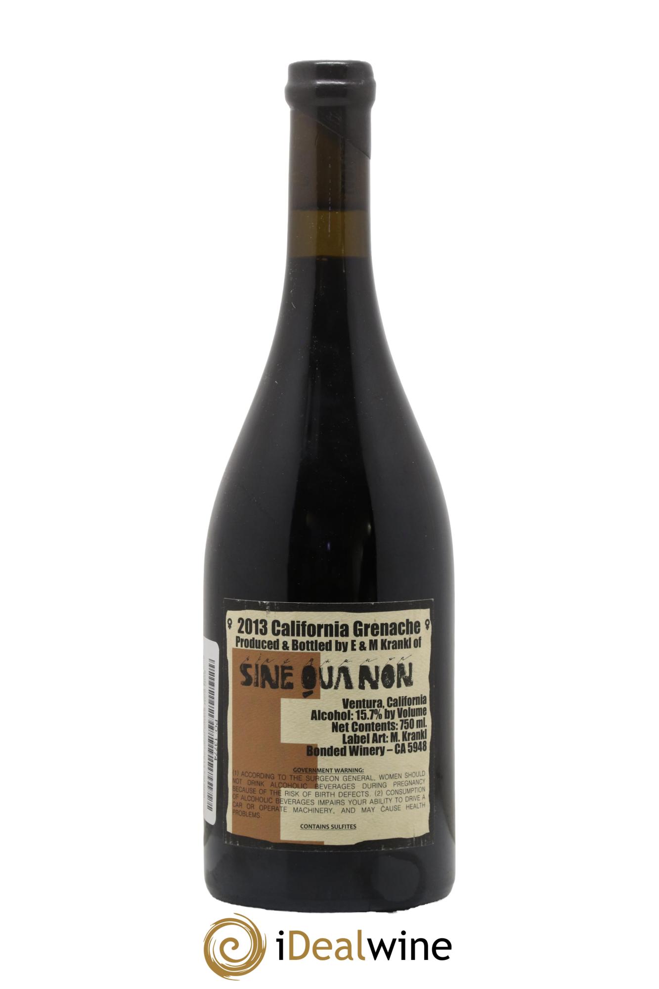 California Female Grenache Manfred Krankl - Sine Qua Non 2013 - Lot de 1 bouteille - 1