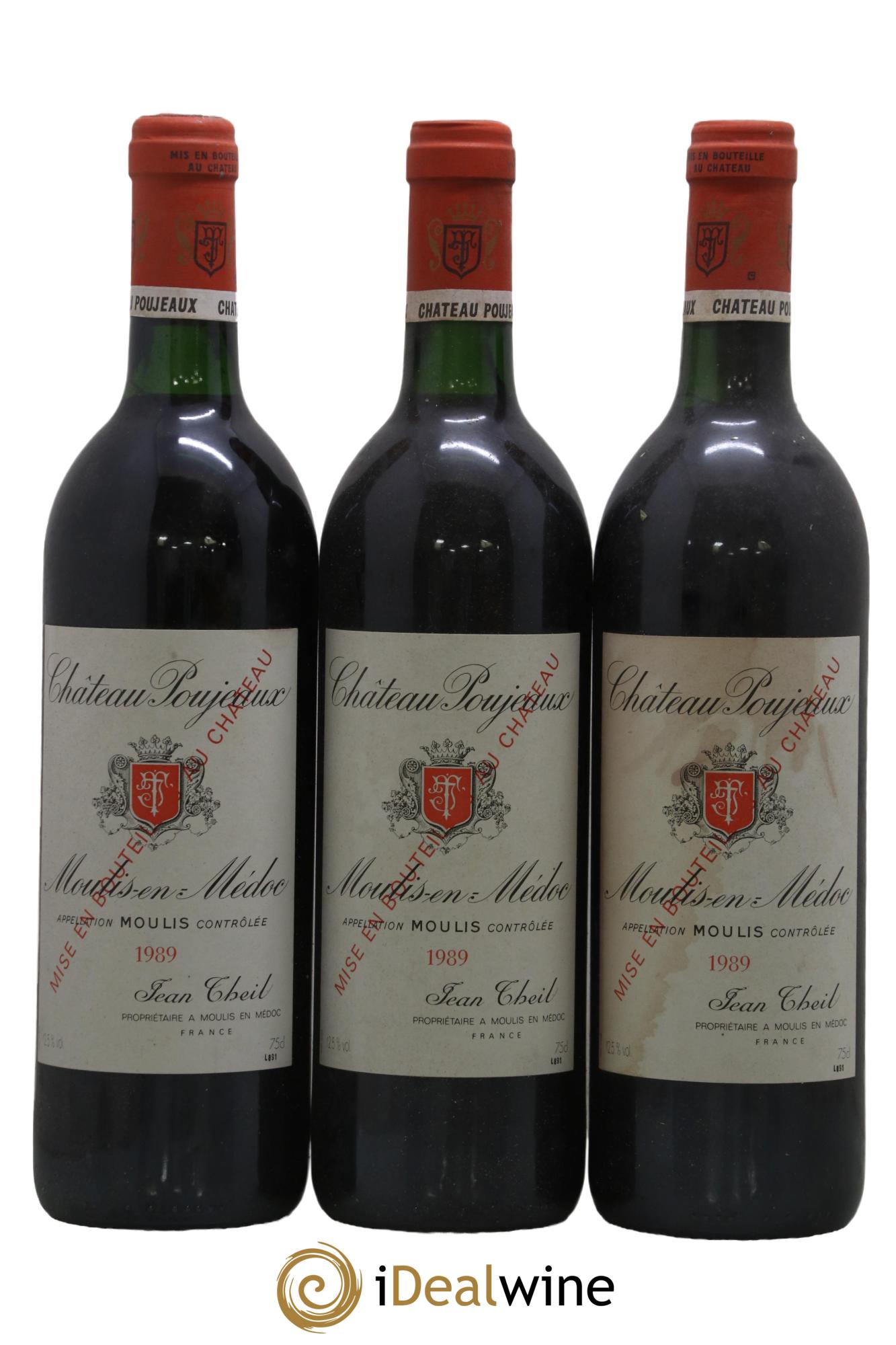 Château Poujeaux 1989 - Lotto di 3 bottiglie - 0