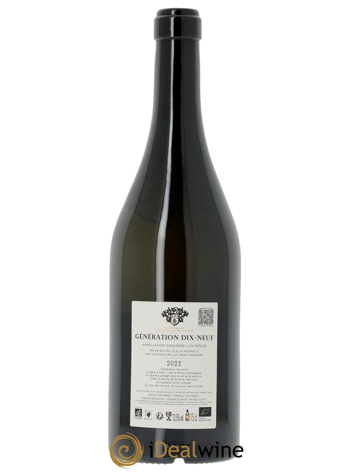 Sancerre Génération XIX Alphonse Mellot 2022 - Lot de 1 bouteille - 1