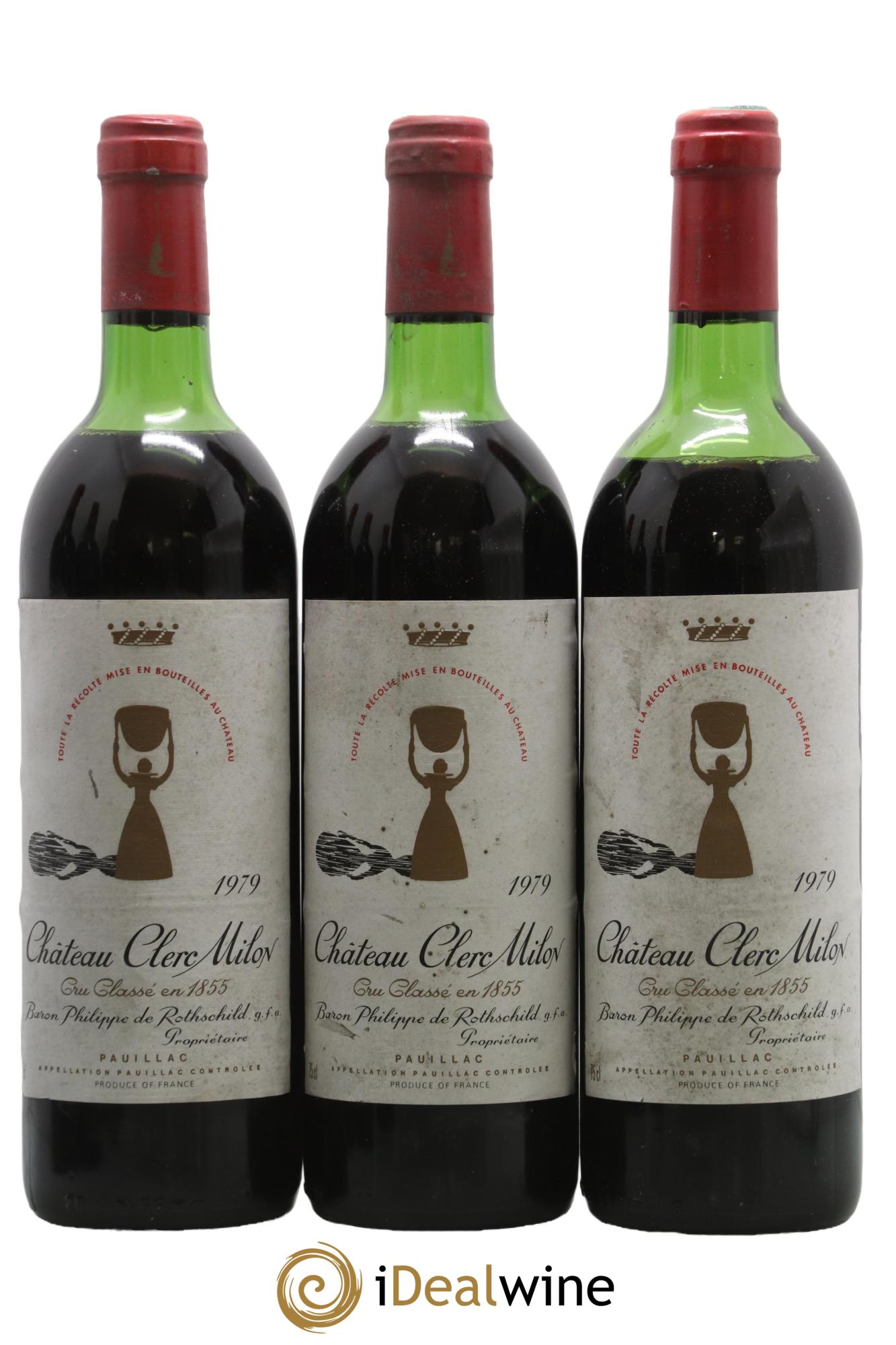 Château Clerc Milon 5ème Grand Cru Classé 1979 - Lot of 3 bottles - 0