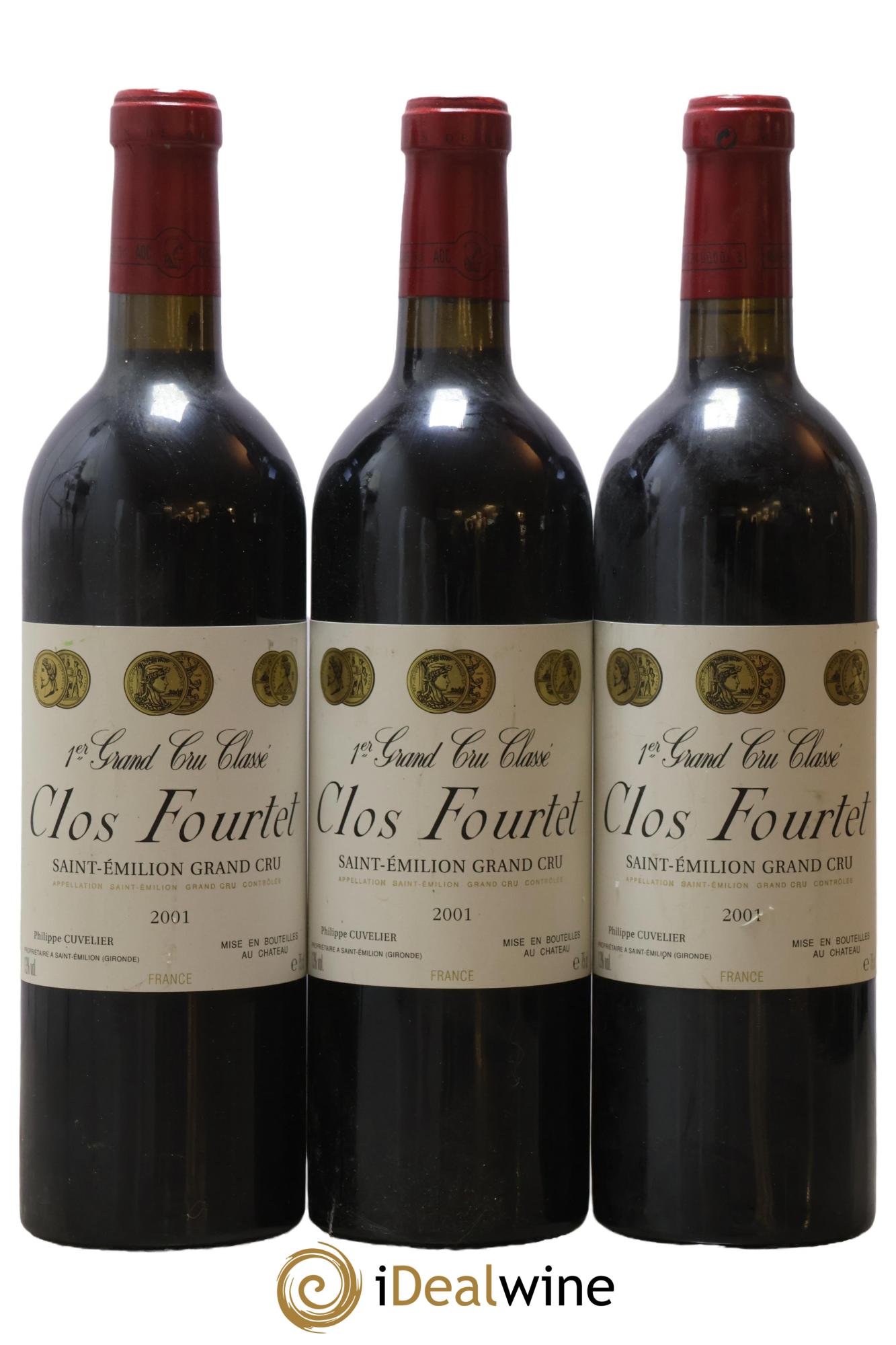 Clos Fourtet 1er Grand Cru Classé B 2001 - Lot de 3 bouteilles - 0