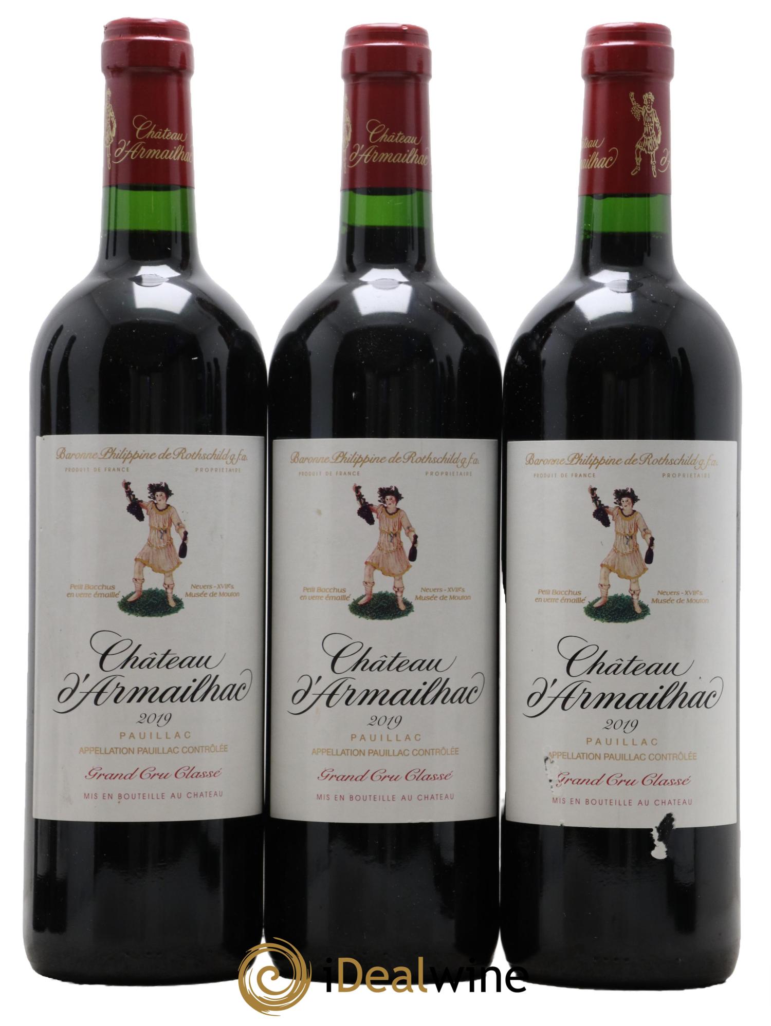 Château d' Armailhac - Mouton Baron(ne) Philippe 5ème Grand Cru Classé 2019 - Lot of 3 bottles - 0