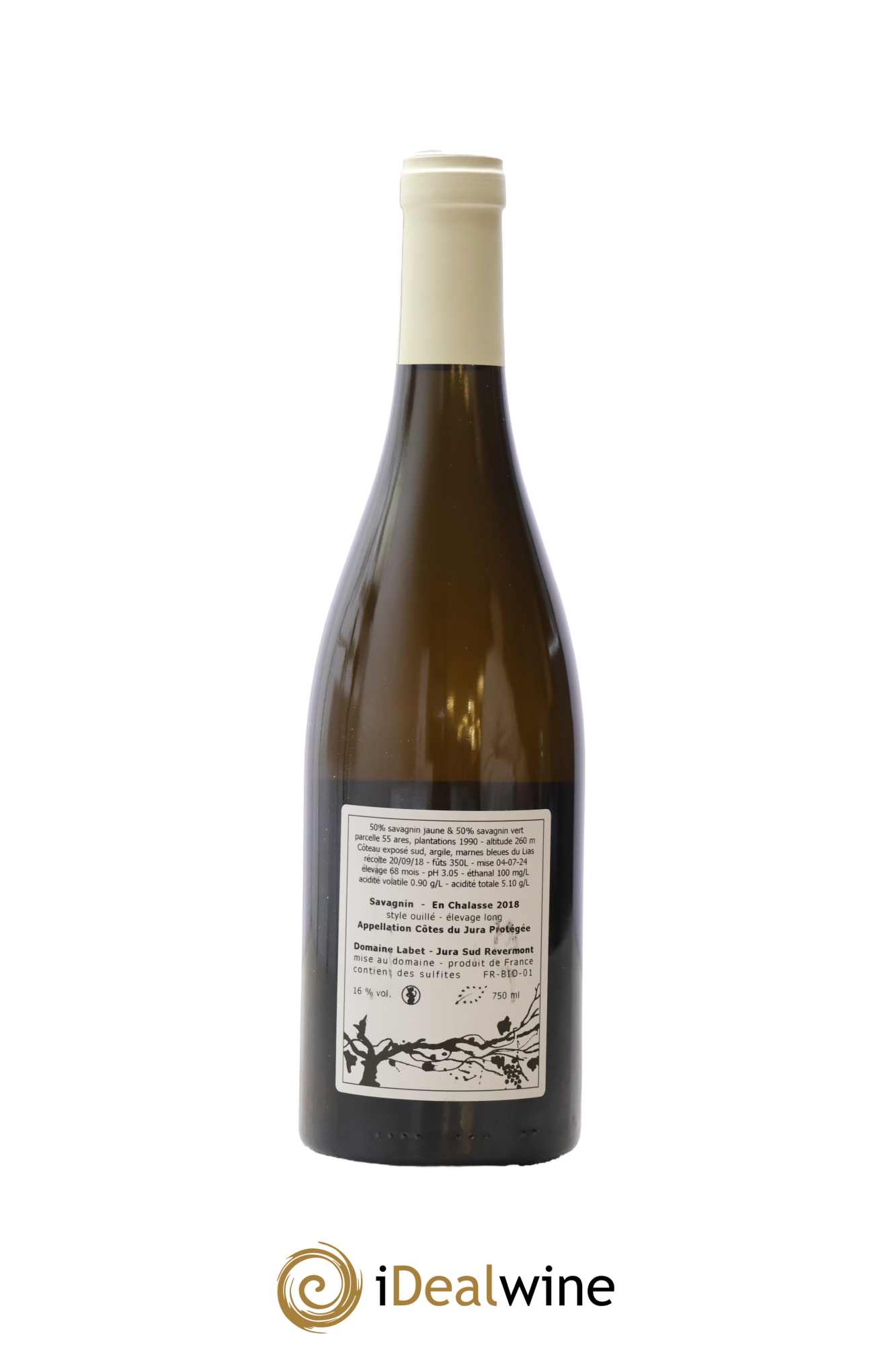 Côtes du Jura Savagnin en Chalasse Elevage Long Romain - Julien - Charline Labet 2018 - Lot de 1 bouteille - 1