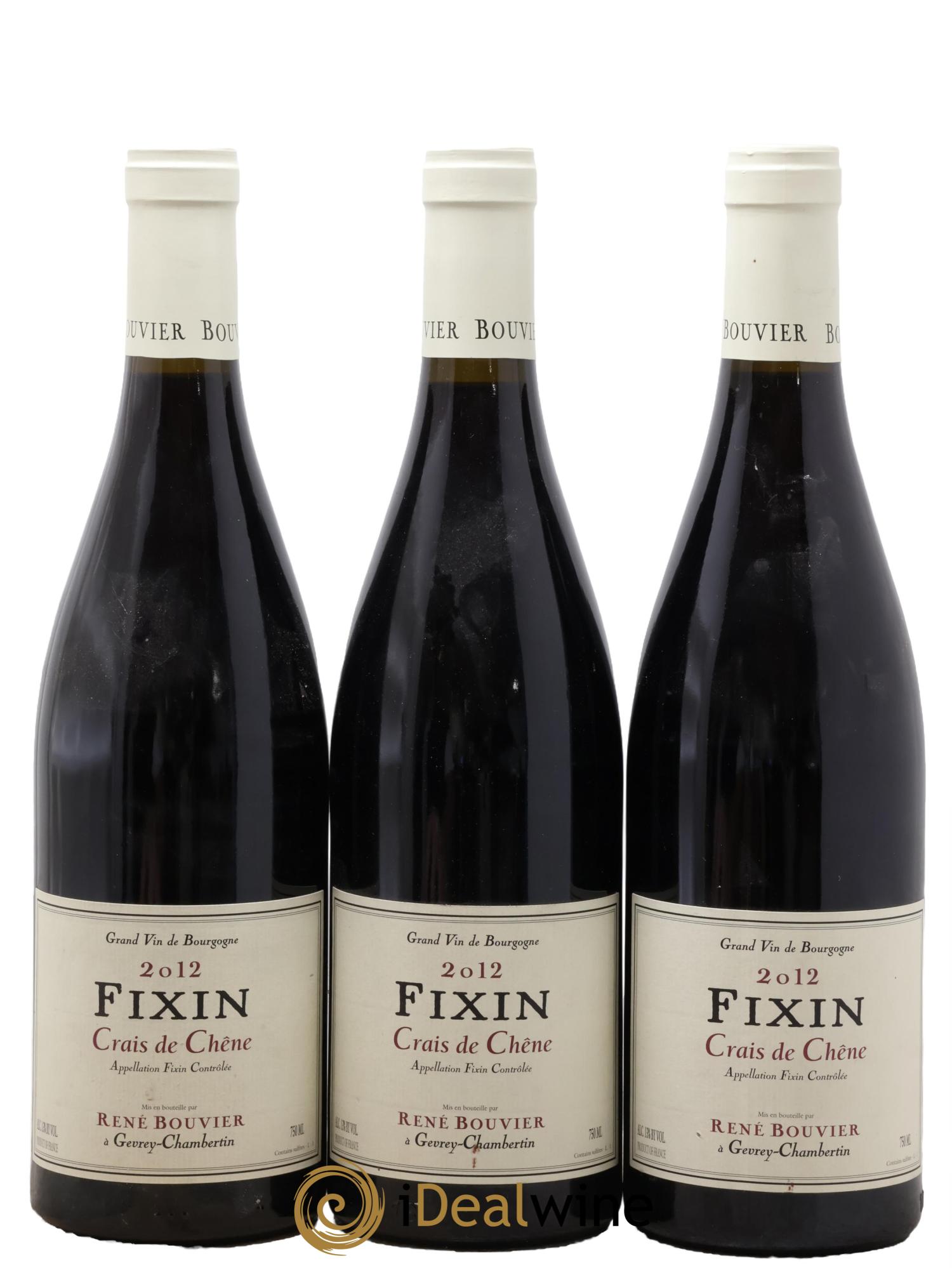 Fixin Crais de Chêne René Bouvier (Domaine) 2012 - Lot of 3 bottles - 0