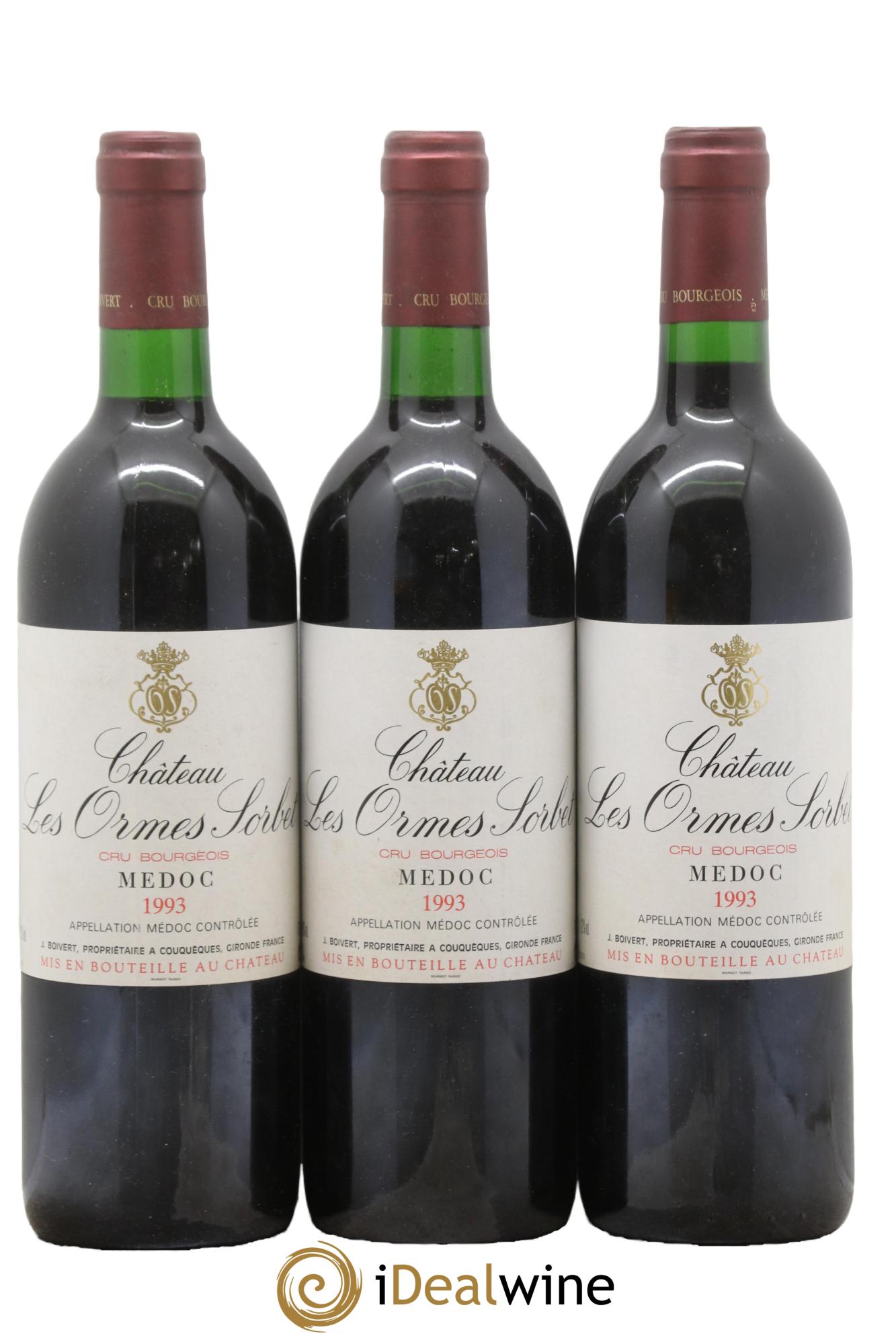 Château les Ormes Sorbet Cru Bourgeois 1993 - Lot of 3 bottles - 0