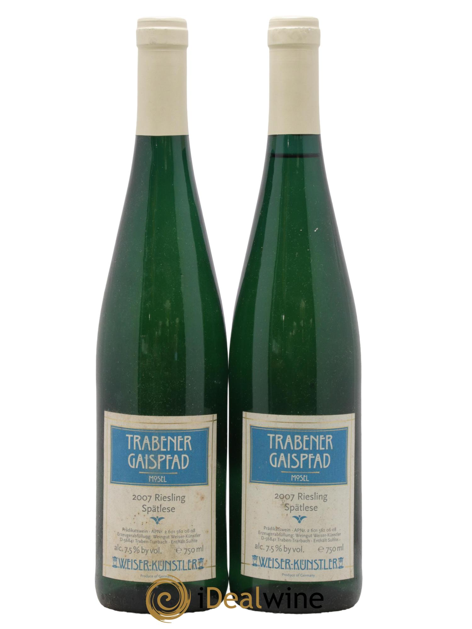 Allemagne Mosel Trabener Gaispfad Riesling Spätlese Weiser Künstler 2007 - Posten von 2 Flaschen - 0