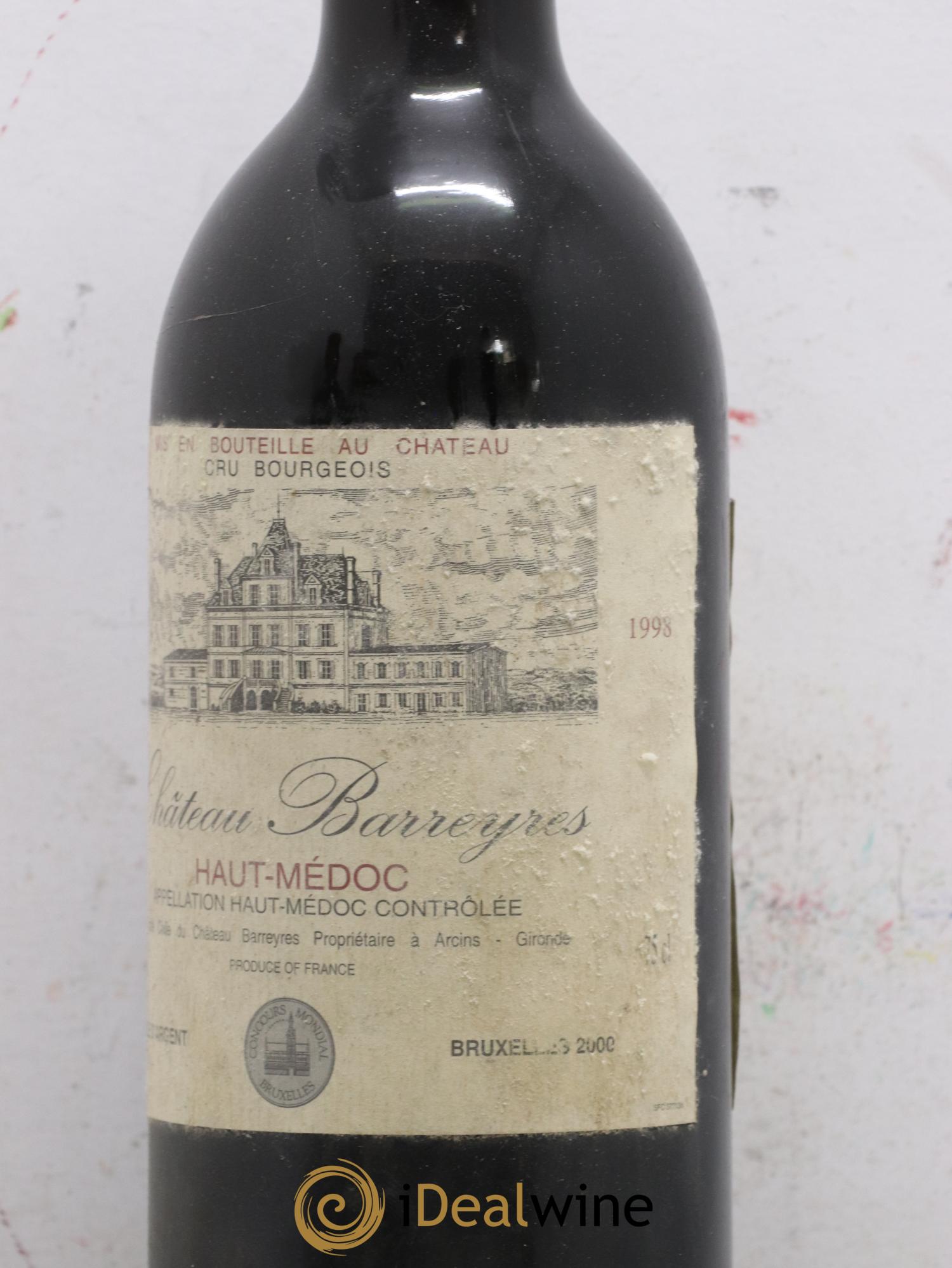 Château Barreyres Cru Bourgeois 1998 - Lot de 1 bouteille - 1