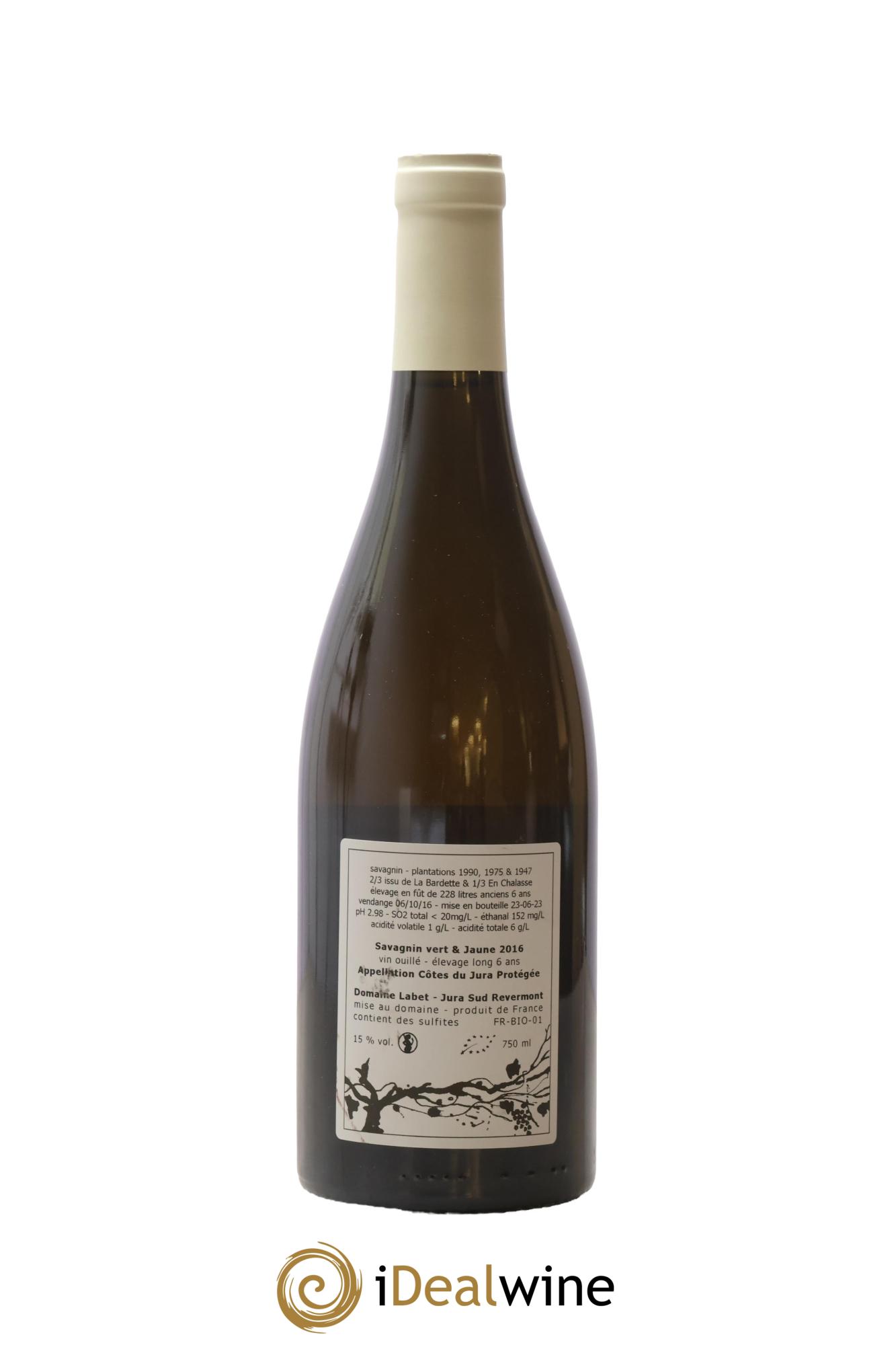 Côtes du Jura Savagnin vert & jaune élevage long Romain - Julien  - Charline Labet 2016 - Lot de 1 bouteille - 1