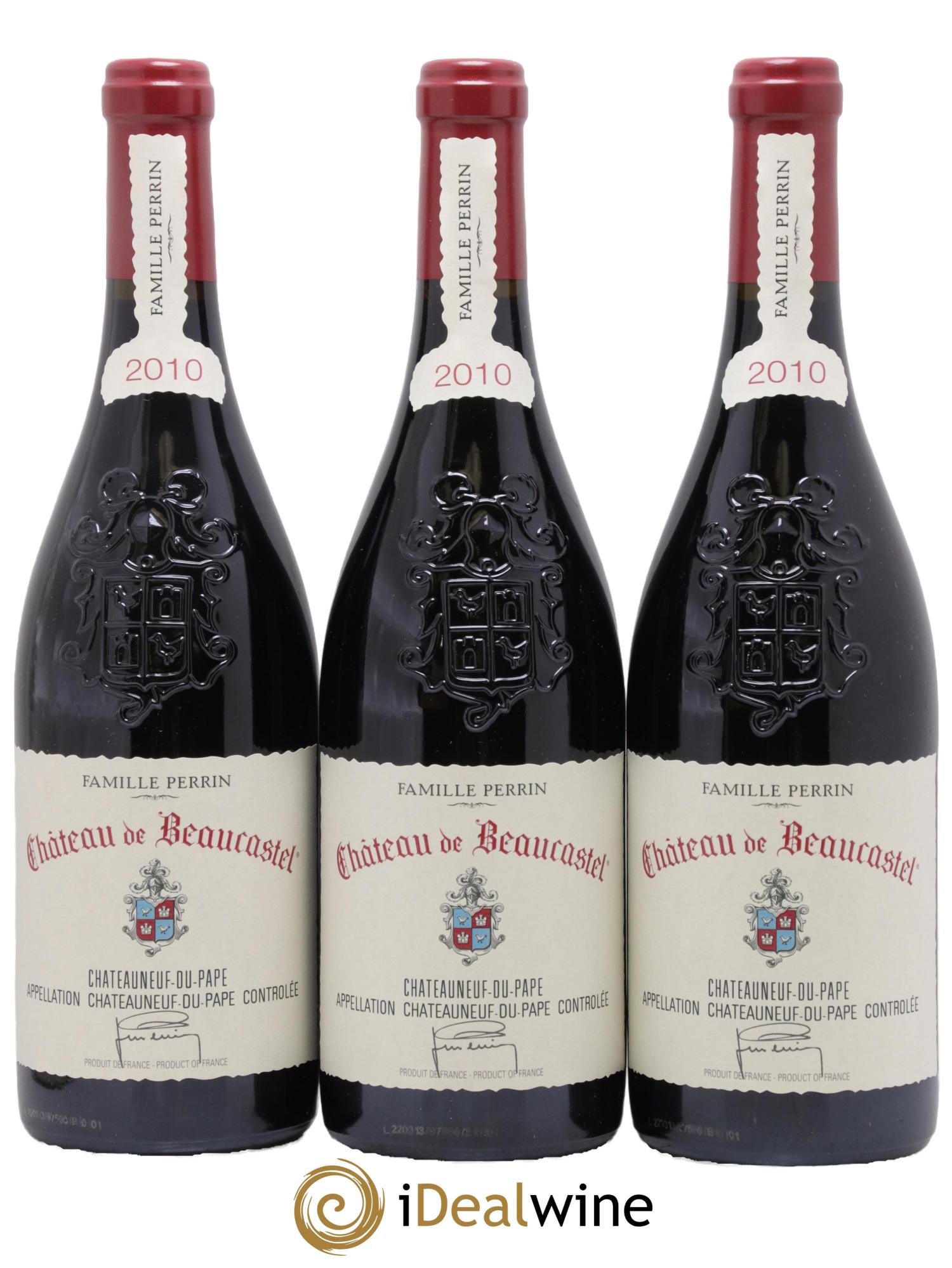 Châteauneuf-du-Pape Château de Beaucastel Famille Perrin 2010 - Lotto di 3 bottiglie - 0