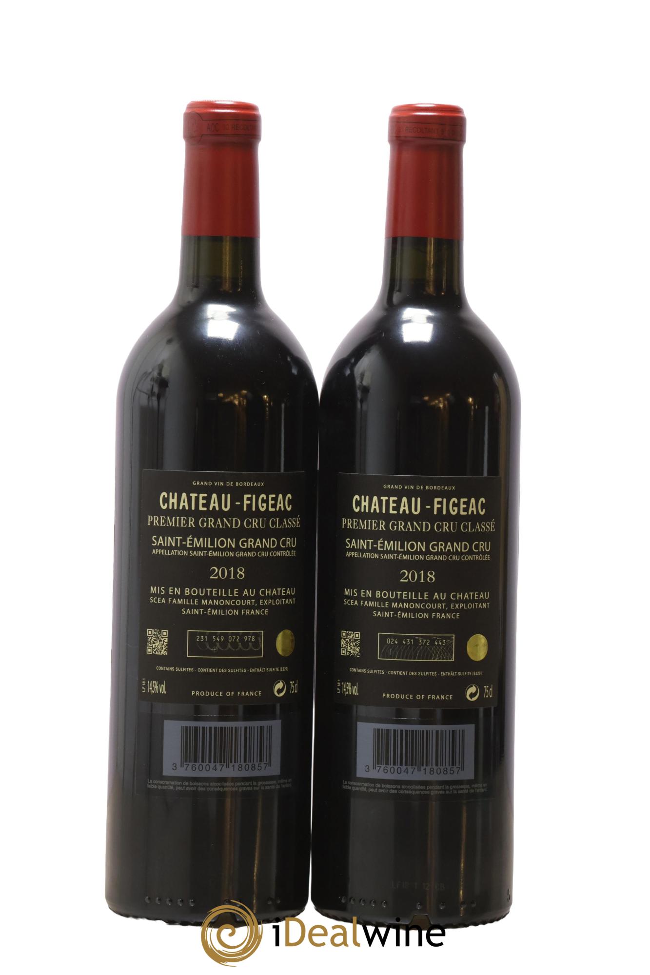 Château Figeac 1er Grand Cru Classé A 2018 - Posten von 2 Flaschen - 1