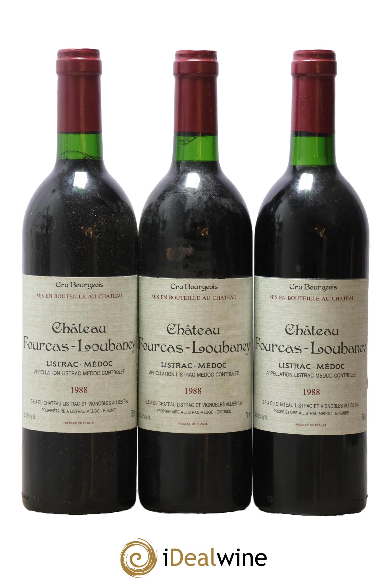 Château Fourcas Loubaney Cru Bourgeois 1988 - Posten von 3 Flaschen - 0