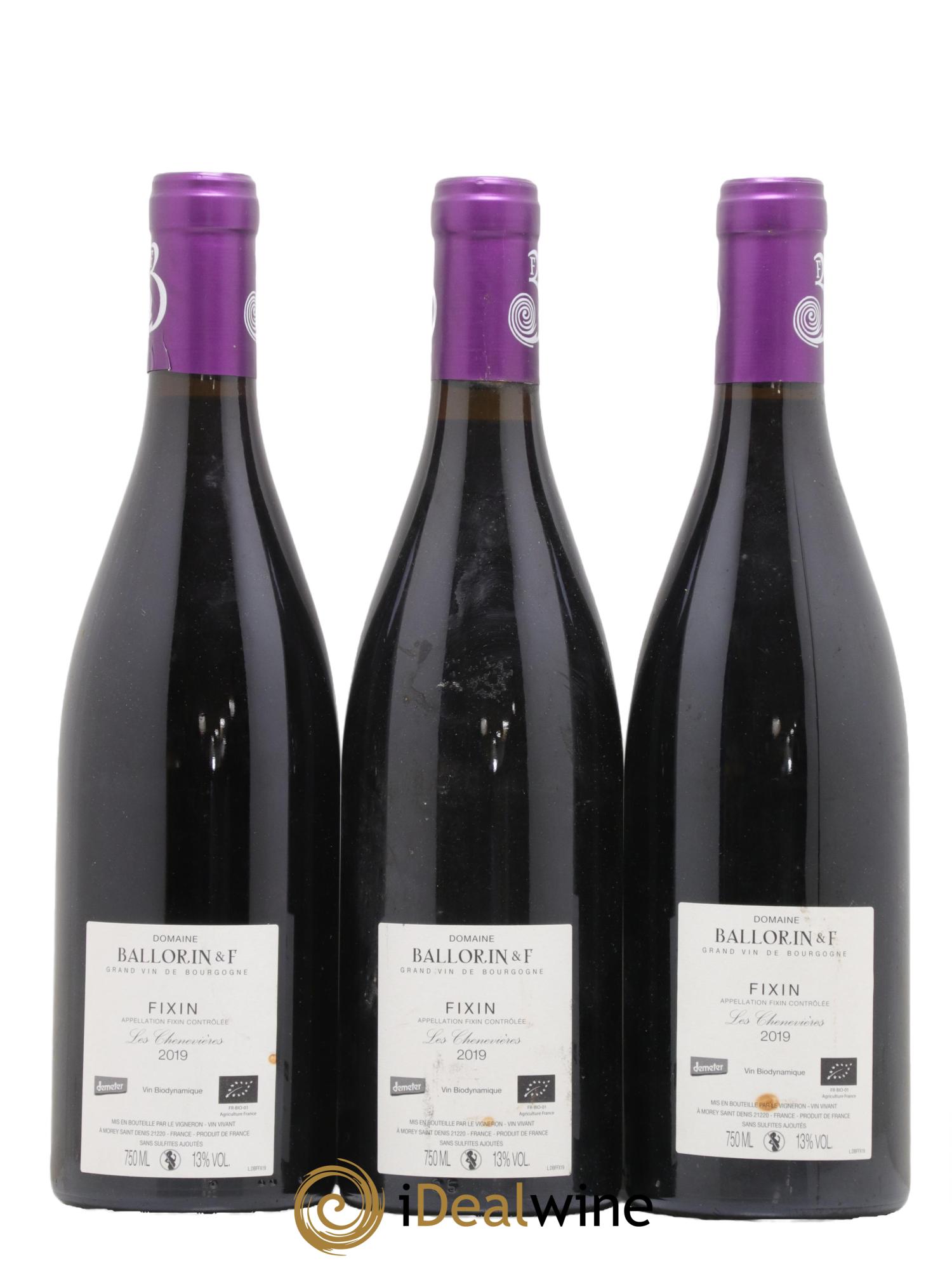 Fixin Chenevieres Domaine Ballorin 2019 - Lot de 3 bouteilles - 1