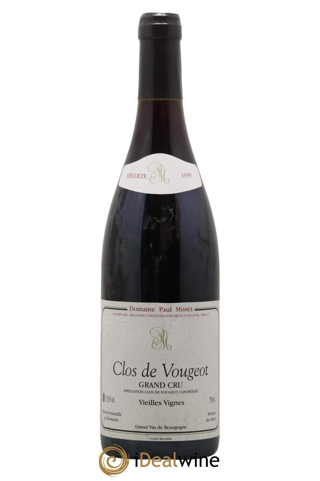 Clos de Vougeot Grand Cru Vieilles Vignes Domaine Paul Misset 1996 - Lot de 1 bouteille - 0