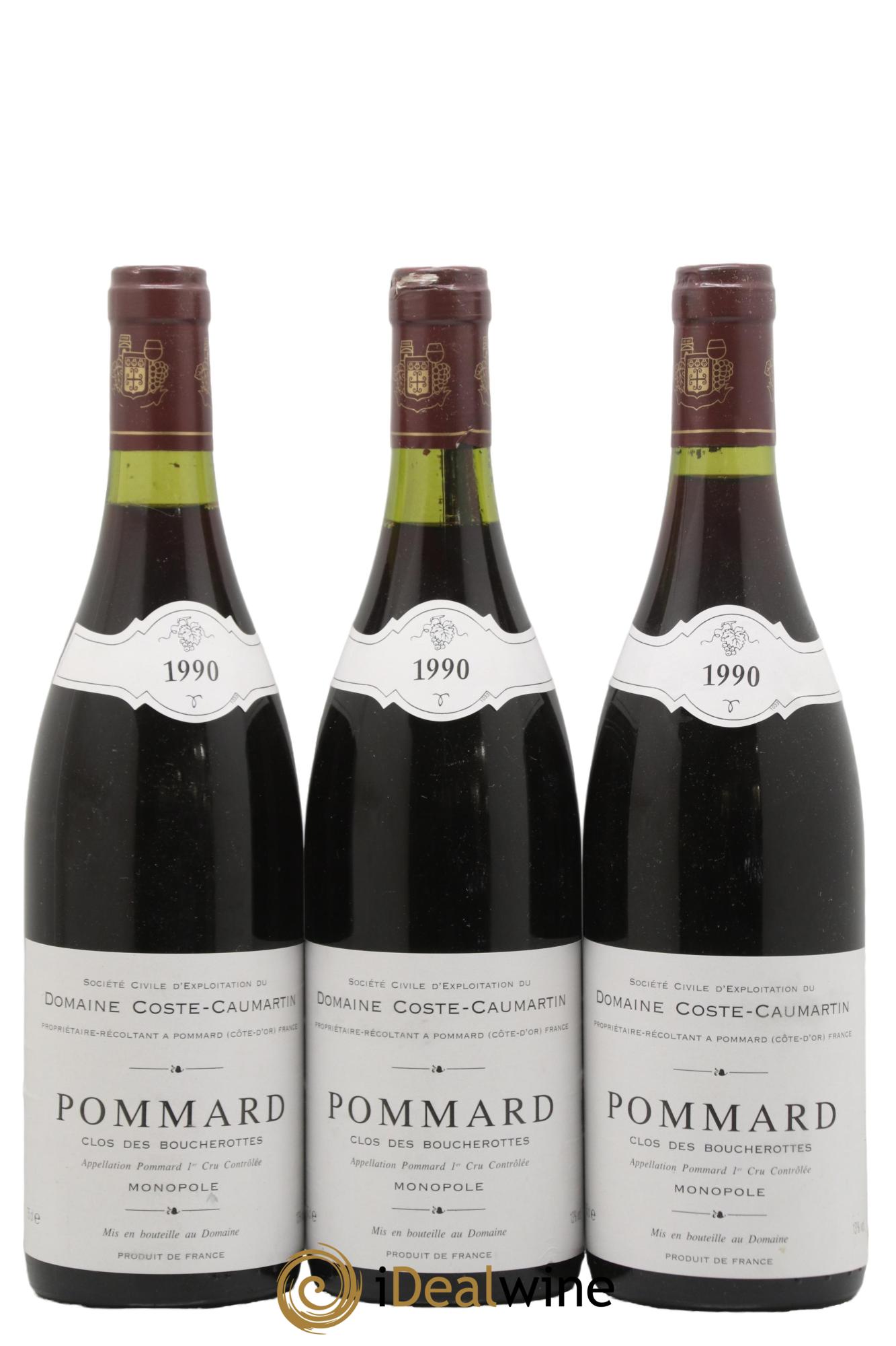 Pommard 1er Cru Clos des Boucherottes Domaine Coste Caumartin 1990 - Lot de 3 bouteilles - 0