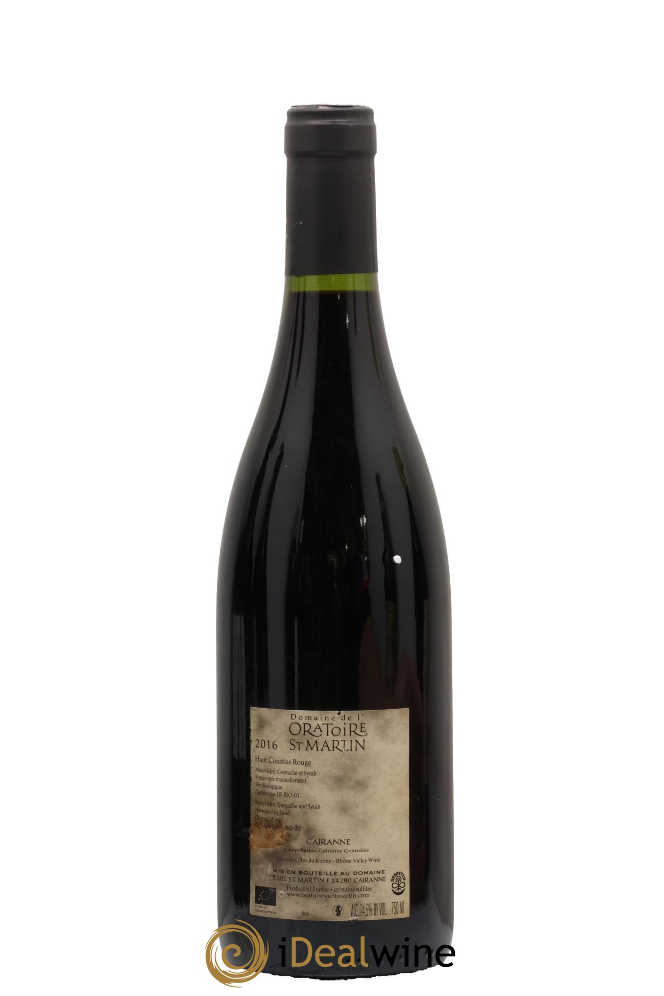 Cairanne Haut-Coustias Oratoire Saint-Martin - Frédéric et François Alary 2016 - Lot de 1 bouteille - 1