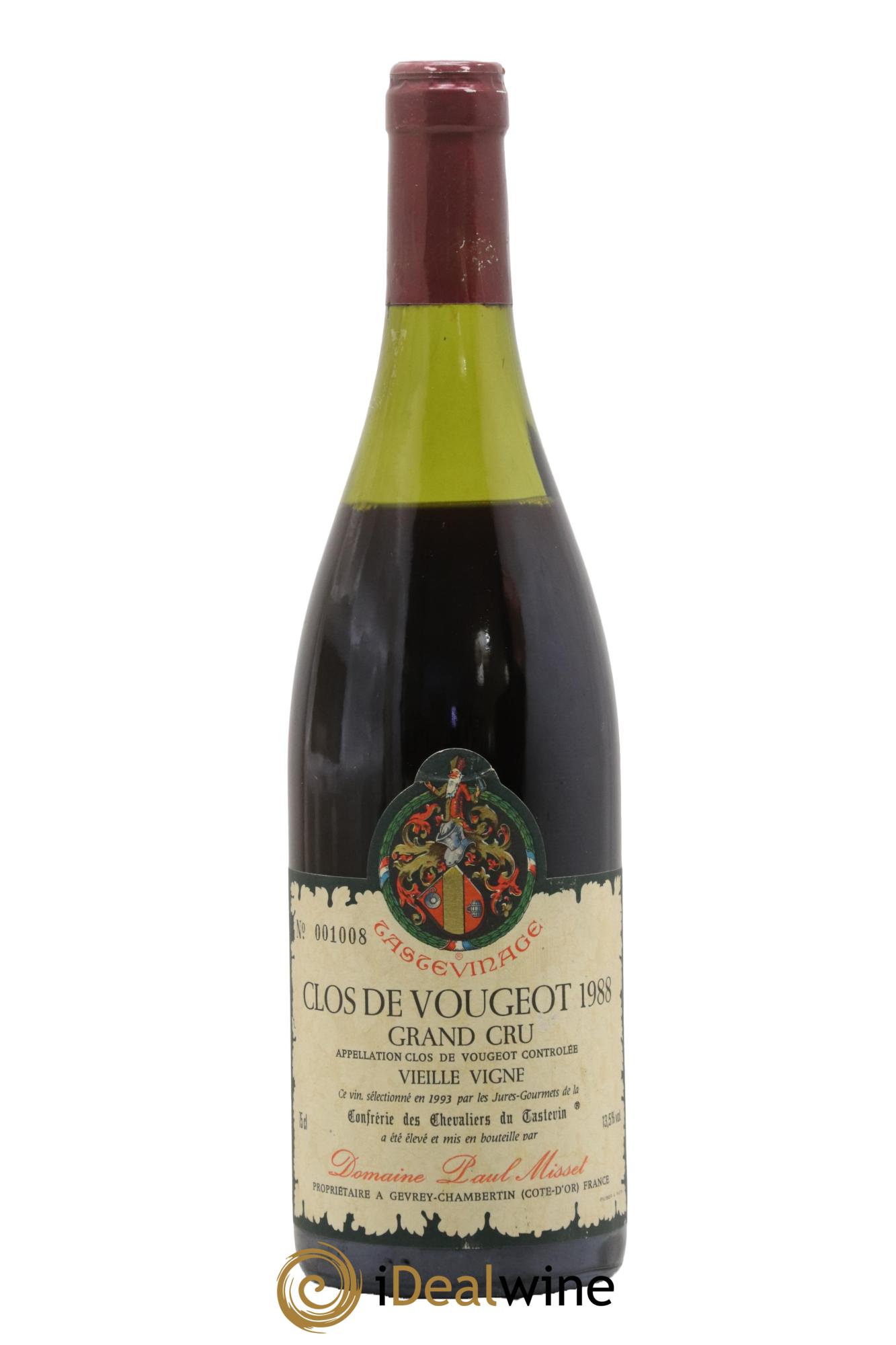 Clos de Vougeot Grand Cru Vieilles Vignes Paul Misset Vieille Vigne Paul Misset 1988 - Posten von 1 Flasche - 0