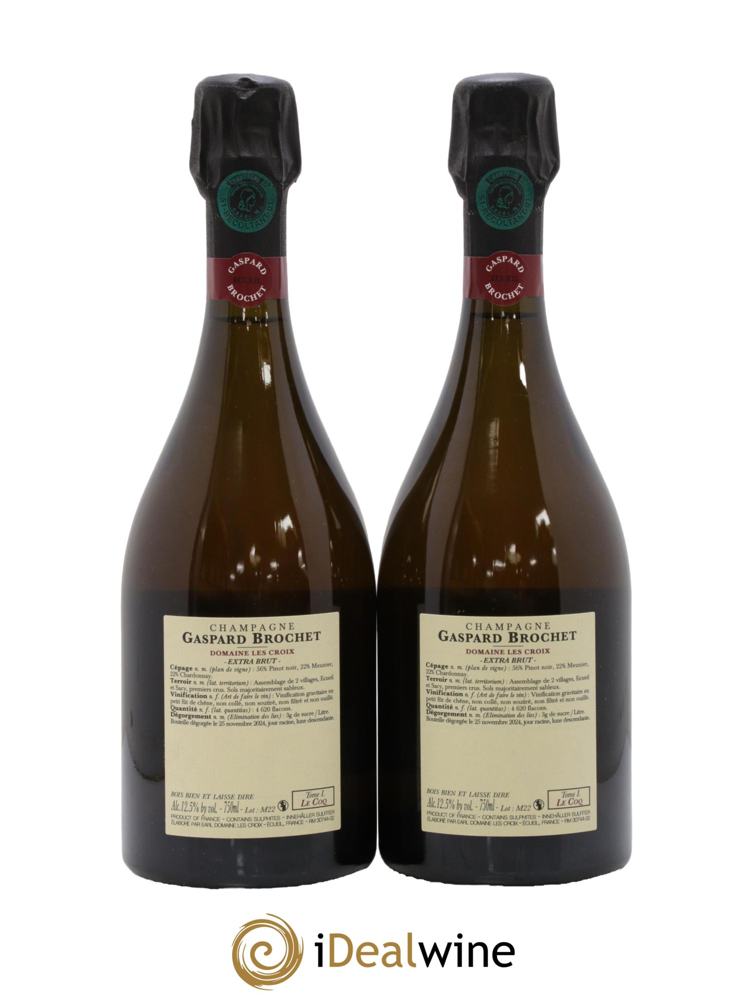 Champagne Le Coq Gaspard Brochet - Lot of 2 bottles - 1