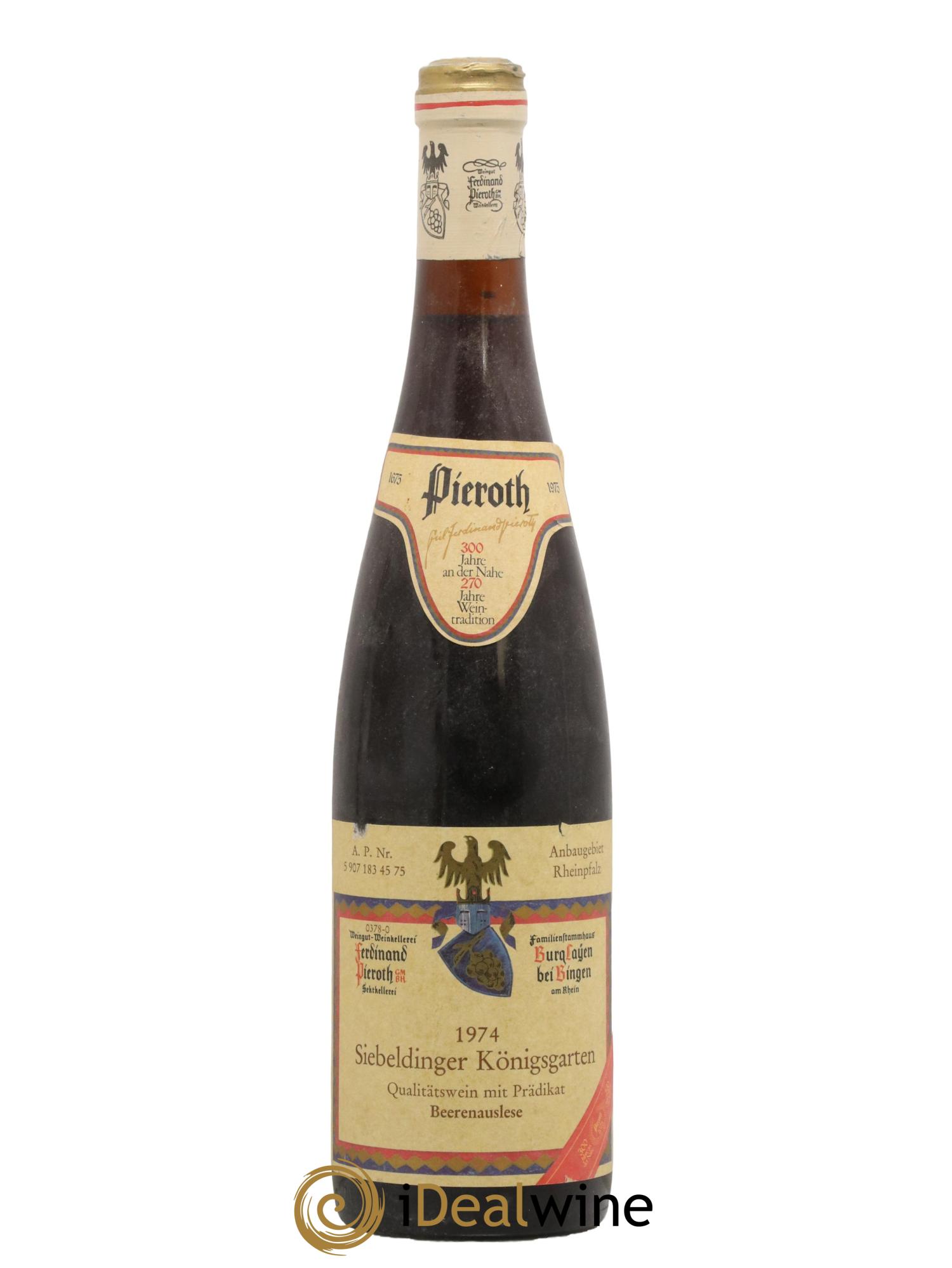 Allemagne Nahe Beerenauslese Siebeldinger Konigsgarten Pieroth 1974 - Lot de 1 bouteille - 0